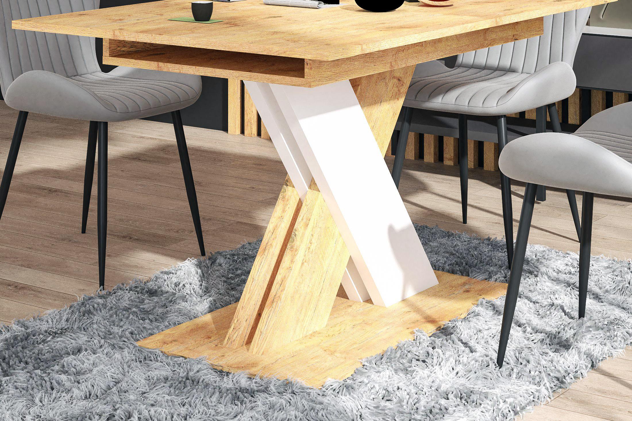 Masa dining Patricia 1, stejar Lancelot +alb  5