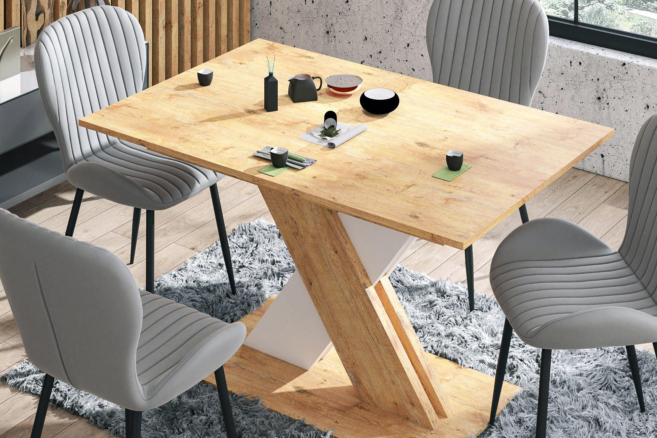 Masa dining Patricia 1, stejar Lancelot +alb  6