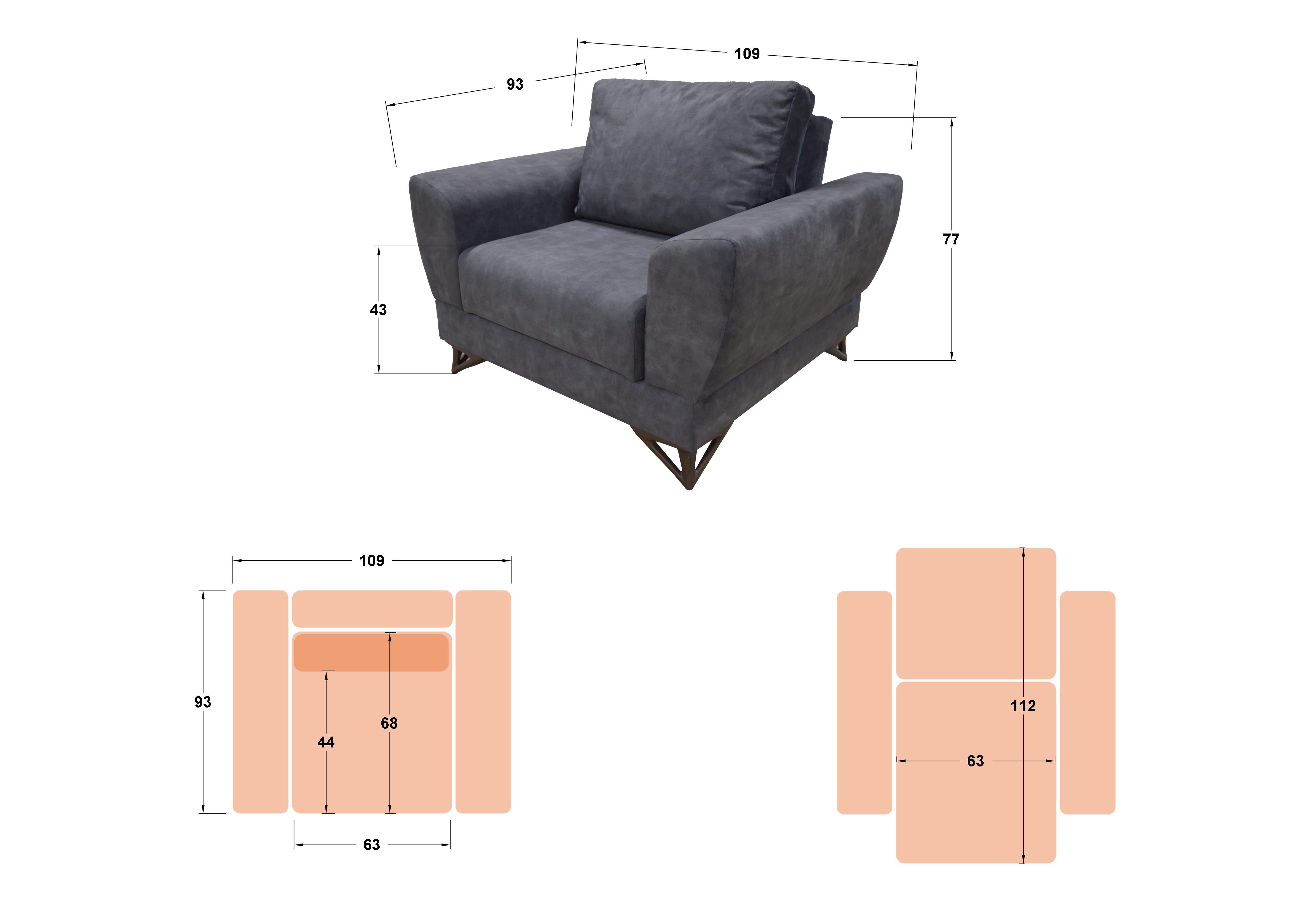Fotoliu Treia Premium, gri  2