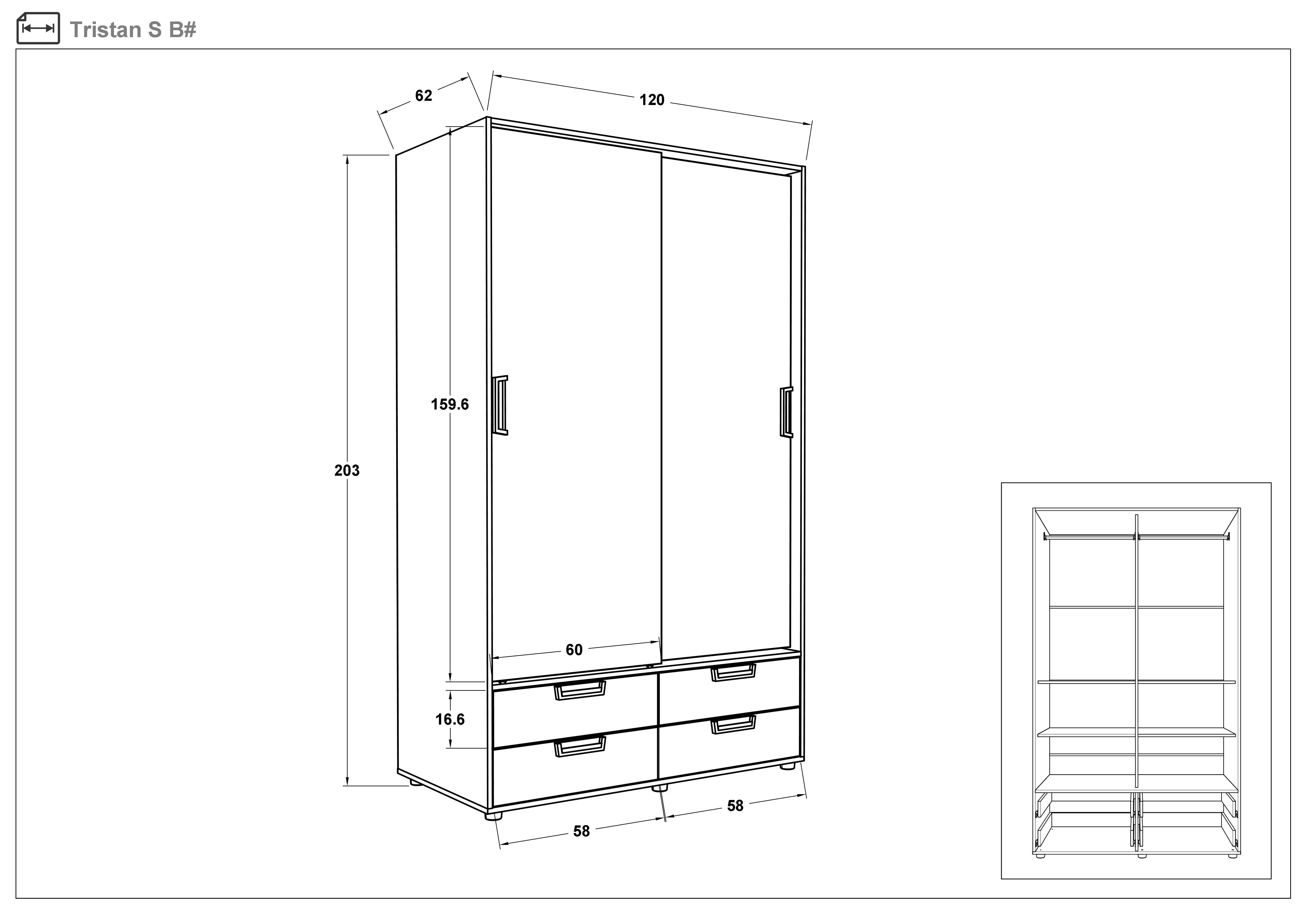 Dulap Tristan S, alb lucios  2