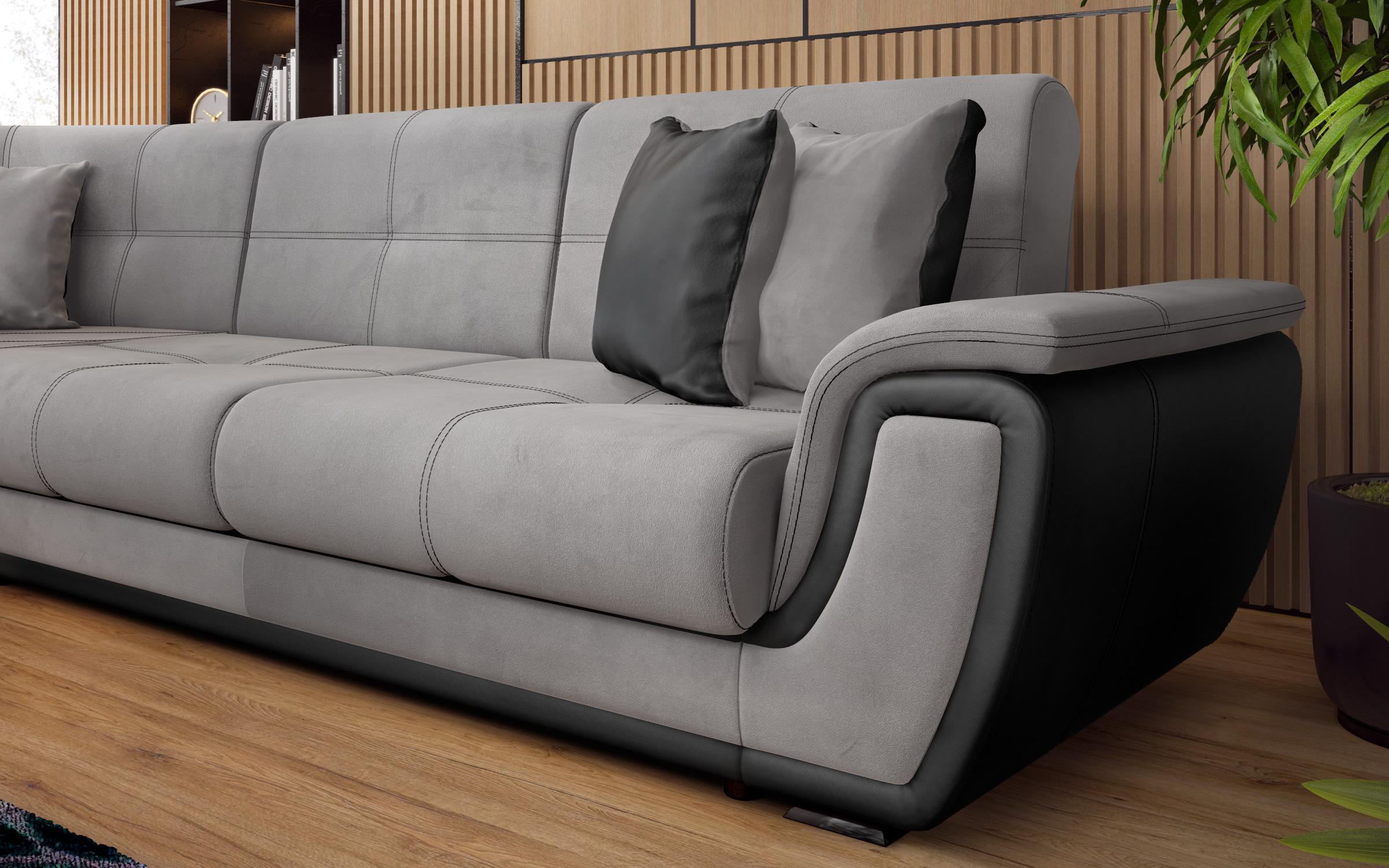 Coltar pentru living Princess, gri + piele neagra  4