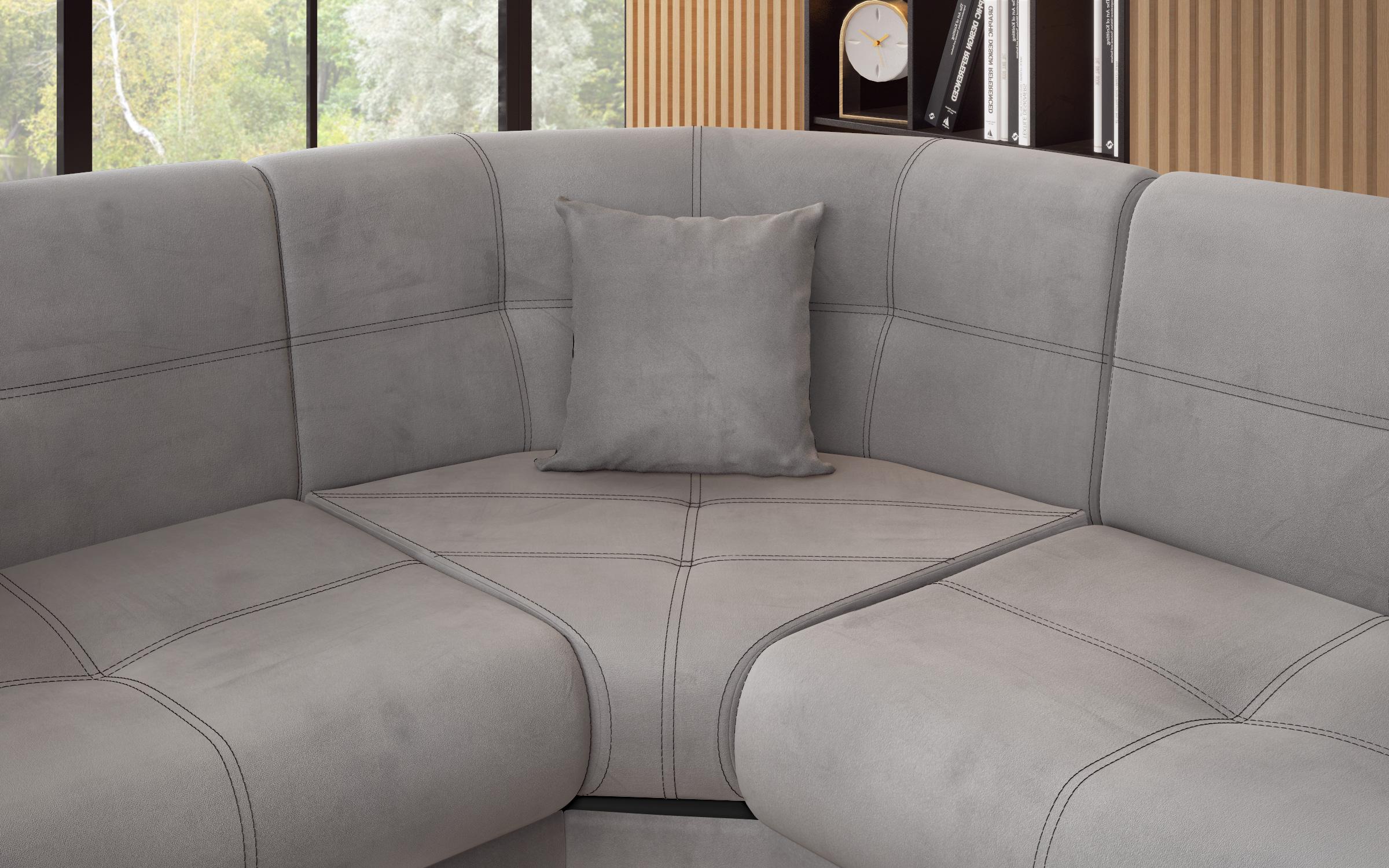 Coltar pentru living Princess, gri + piele neagra  5
