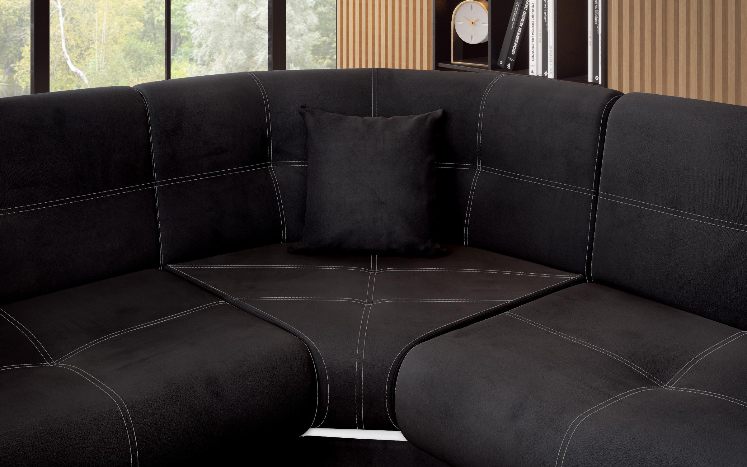 Coltar pentru living Princess, negru + piele alba  6