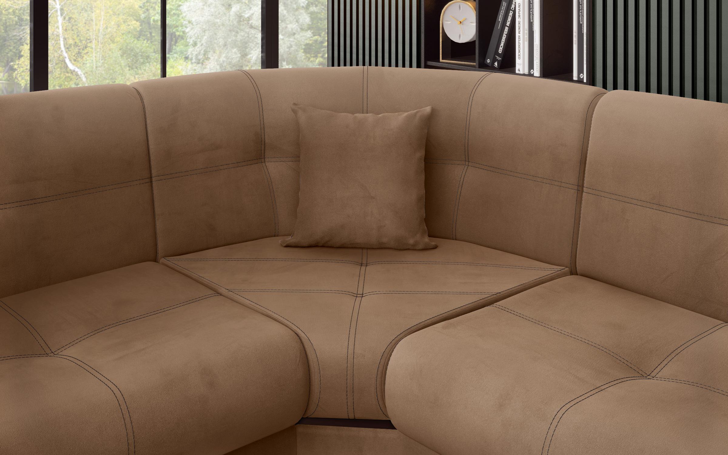 Coltar pentru living Princess, maro deschis + piele maro inchis  5