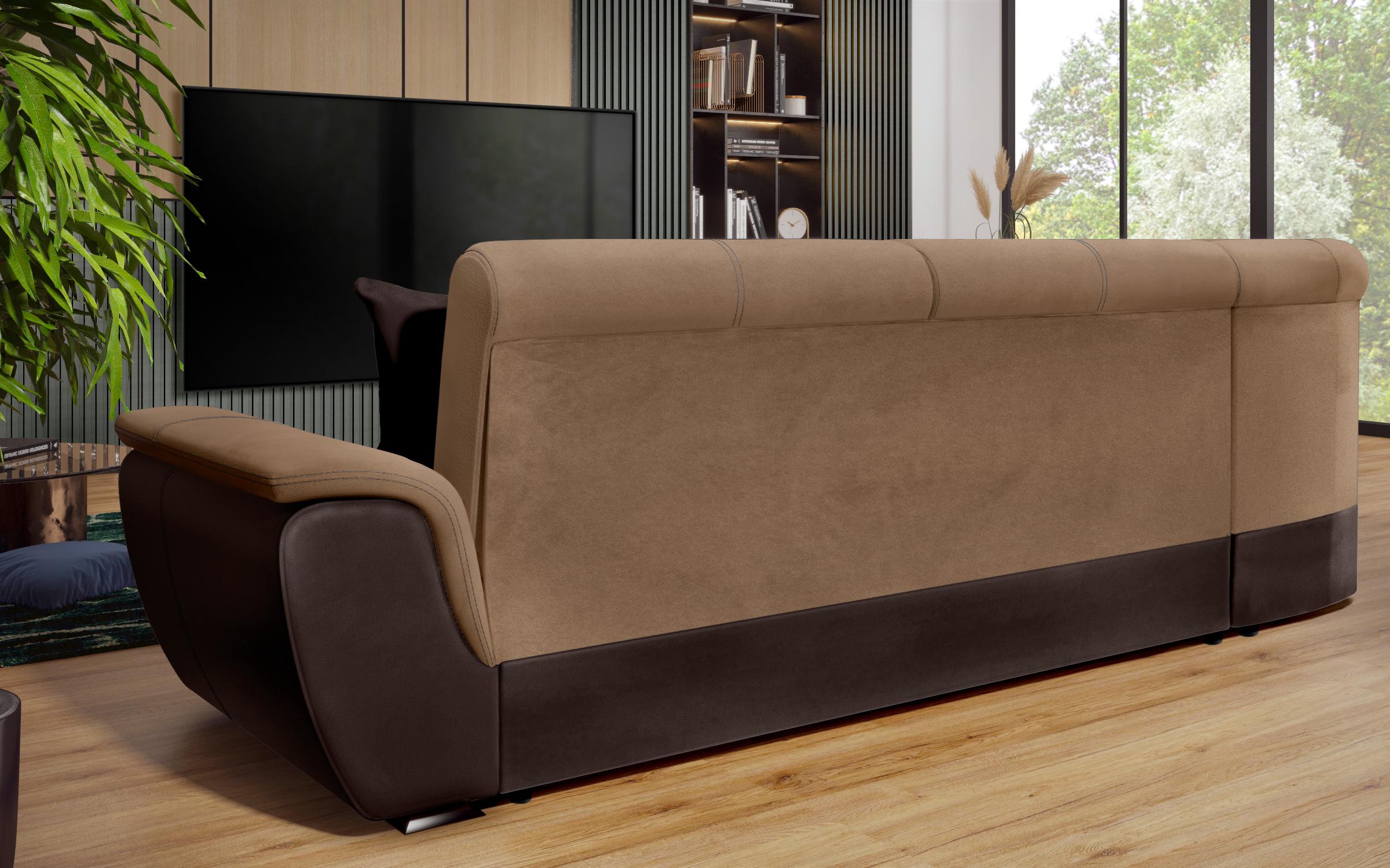 Coltar pentru living Princess, maro deschis + piele maro inchis  8