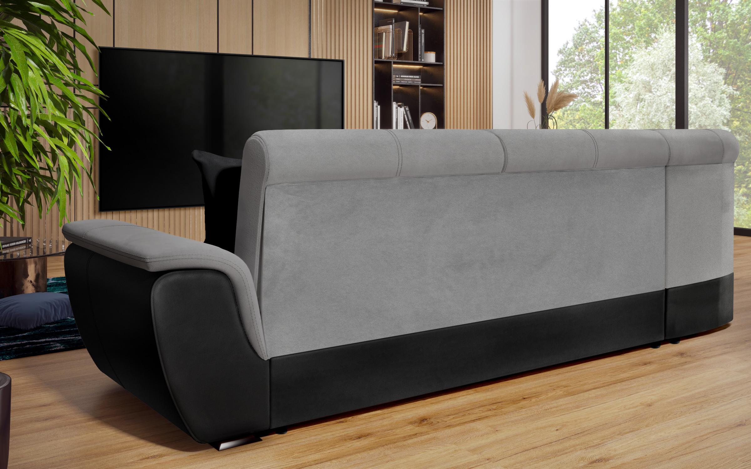 Coltar pentru living Princess, gri + piele neagra  8