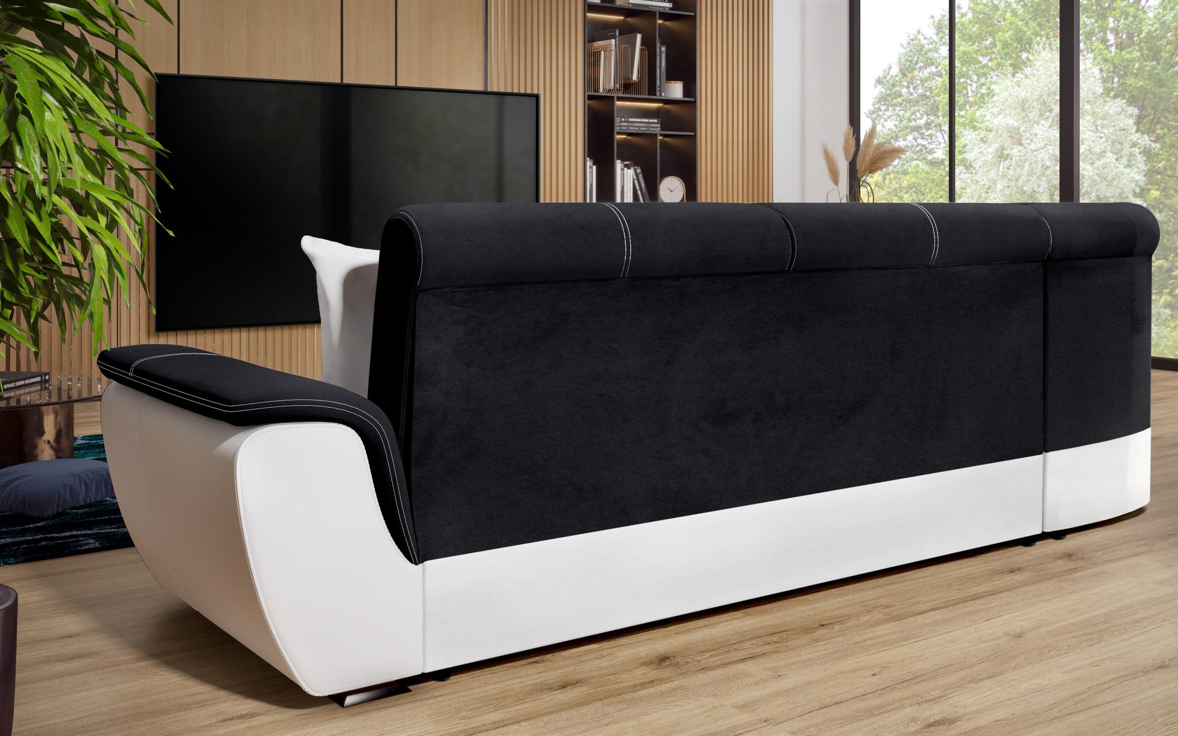 Coltar pentru living Princess, negru + piele alba  8