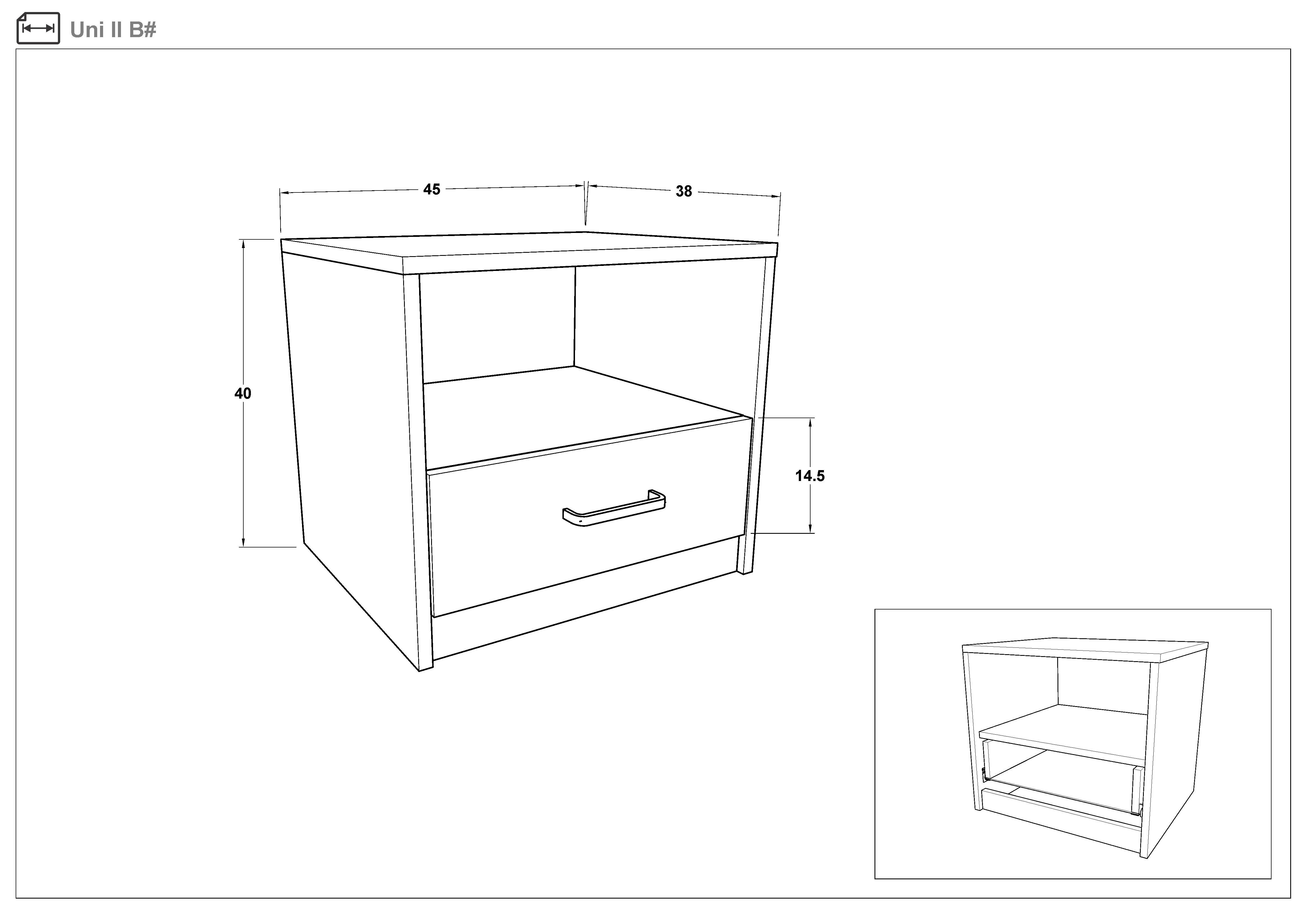 Pat dublu + 2 buc. noptiera + comoda Colectia Emily 2 pentru dormitor, casmir + stejar antracit  3