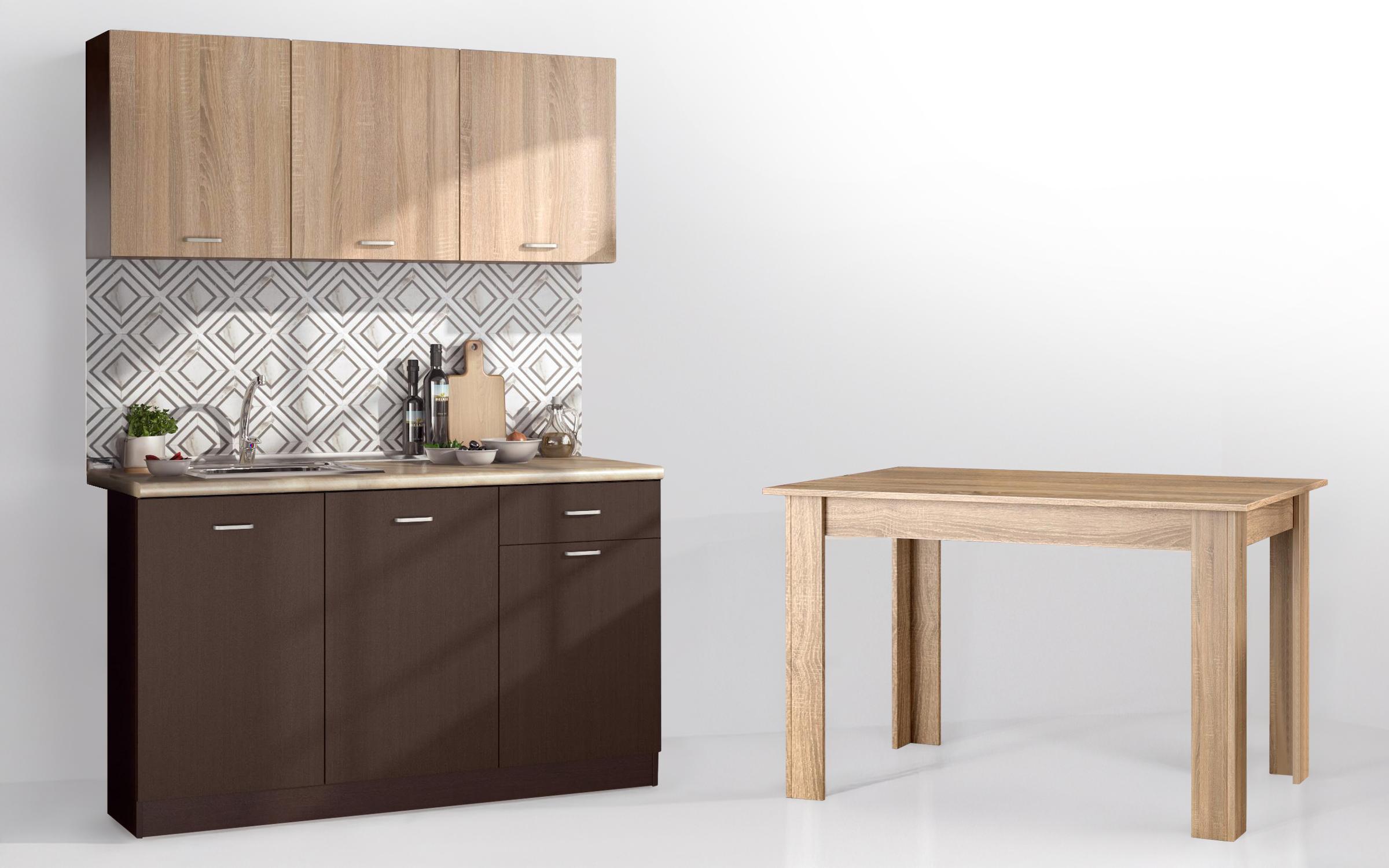 Bucatarie Lora 5 + masa dining Doni, wenge + stejar sonoma  1
