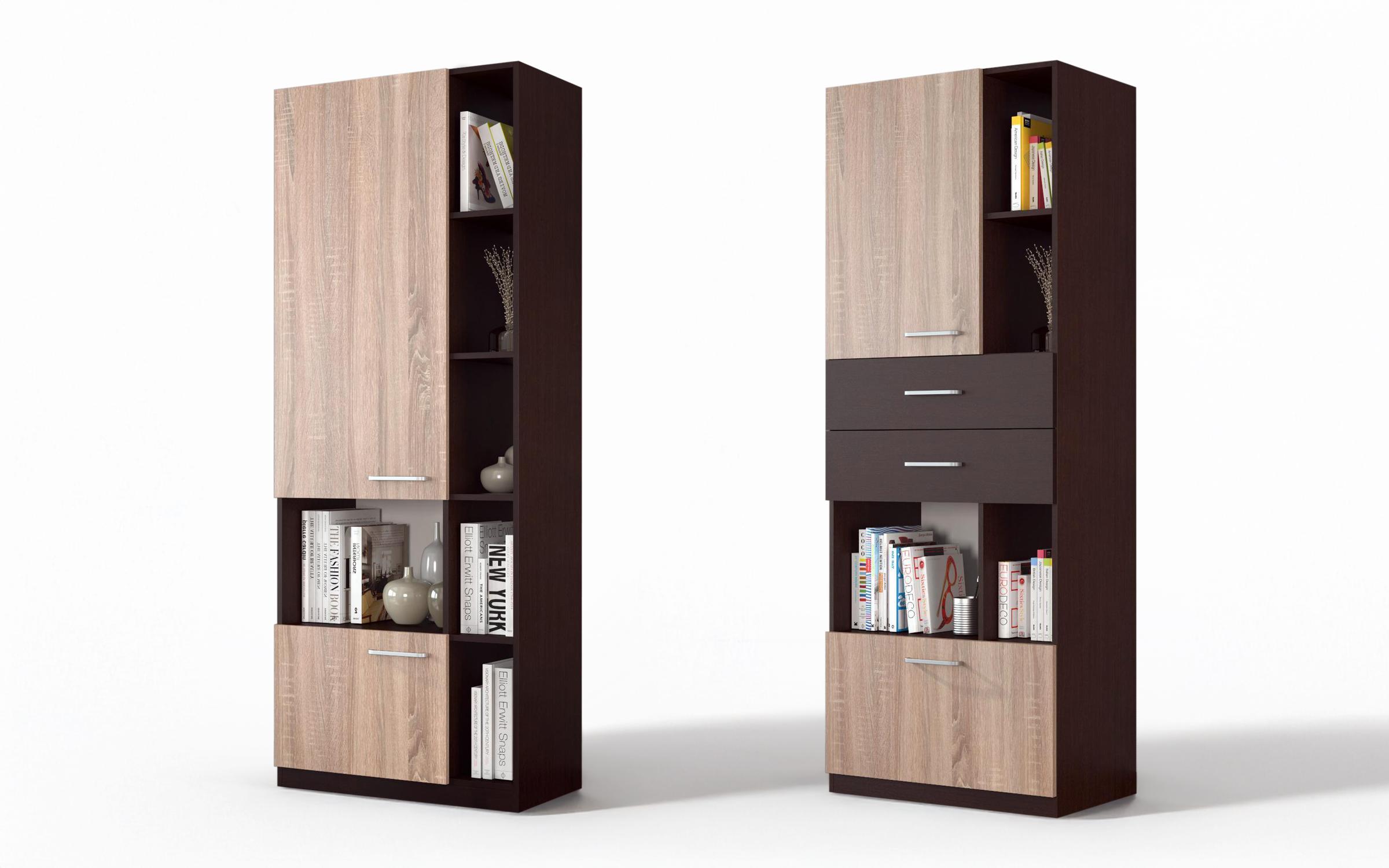 Biblioteca Alan + biblioteca Alan II, stejar sonoma + wenge  1