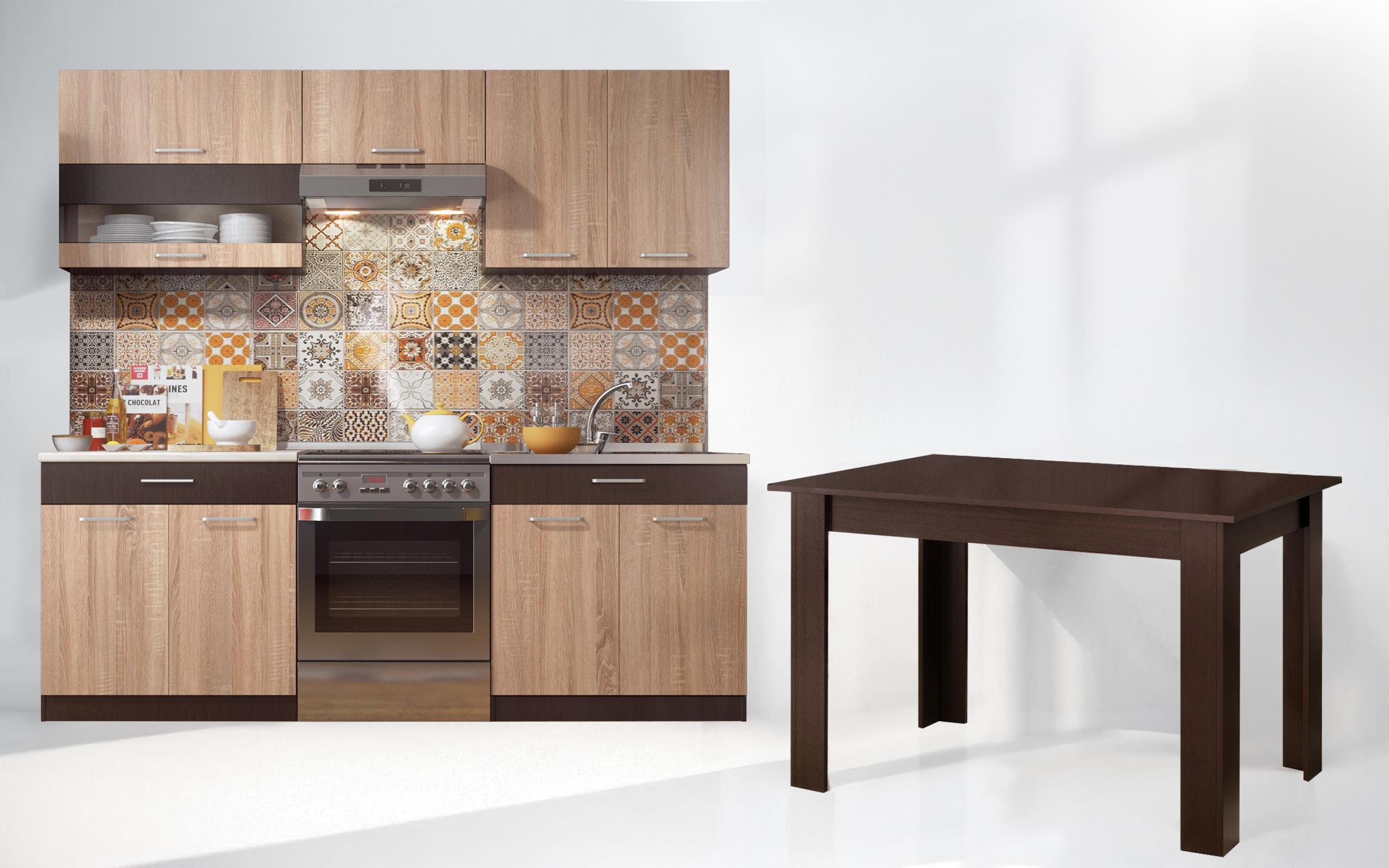 Bucatarie Vivian S + masa dining Doni, wenge + stejar sonoma  1