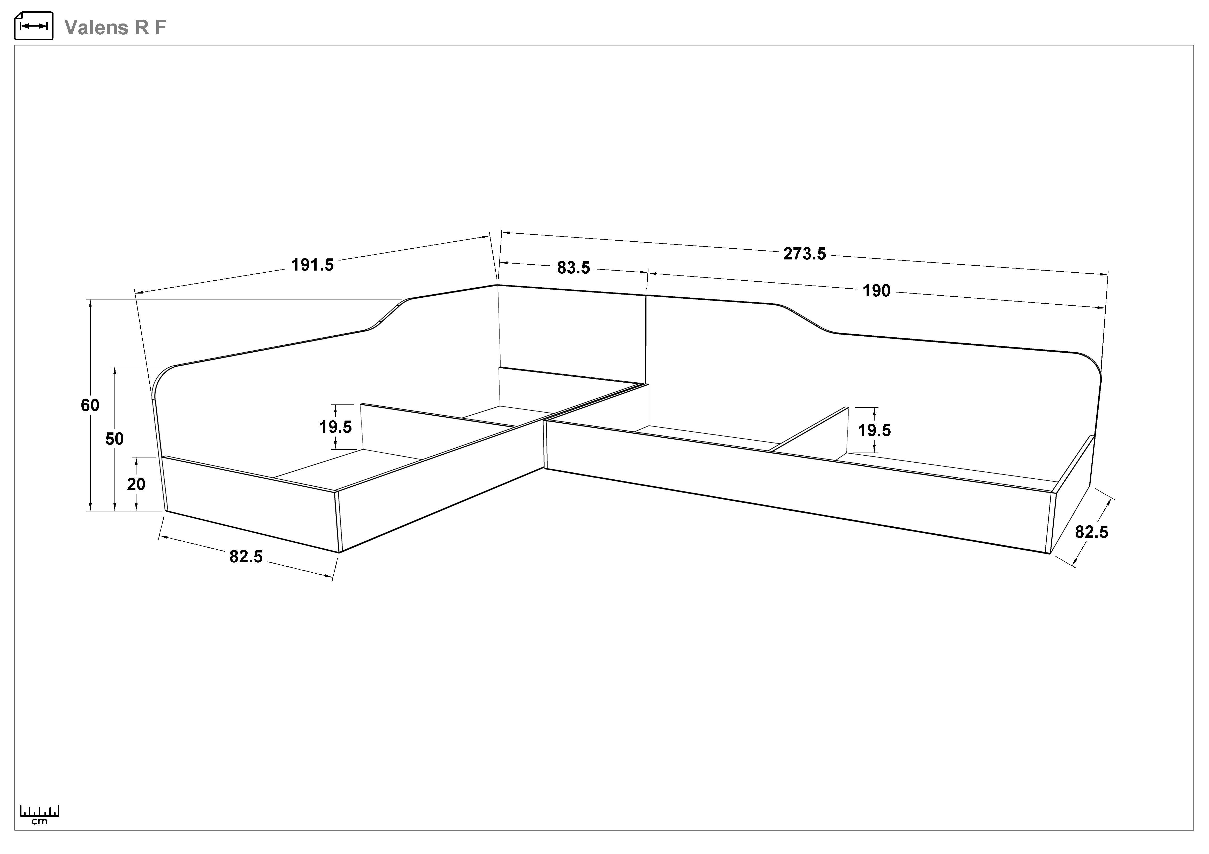 Paturi de colt 82/190 cu lada Valens,   2