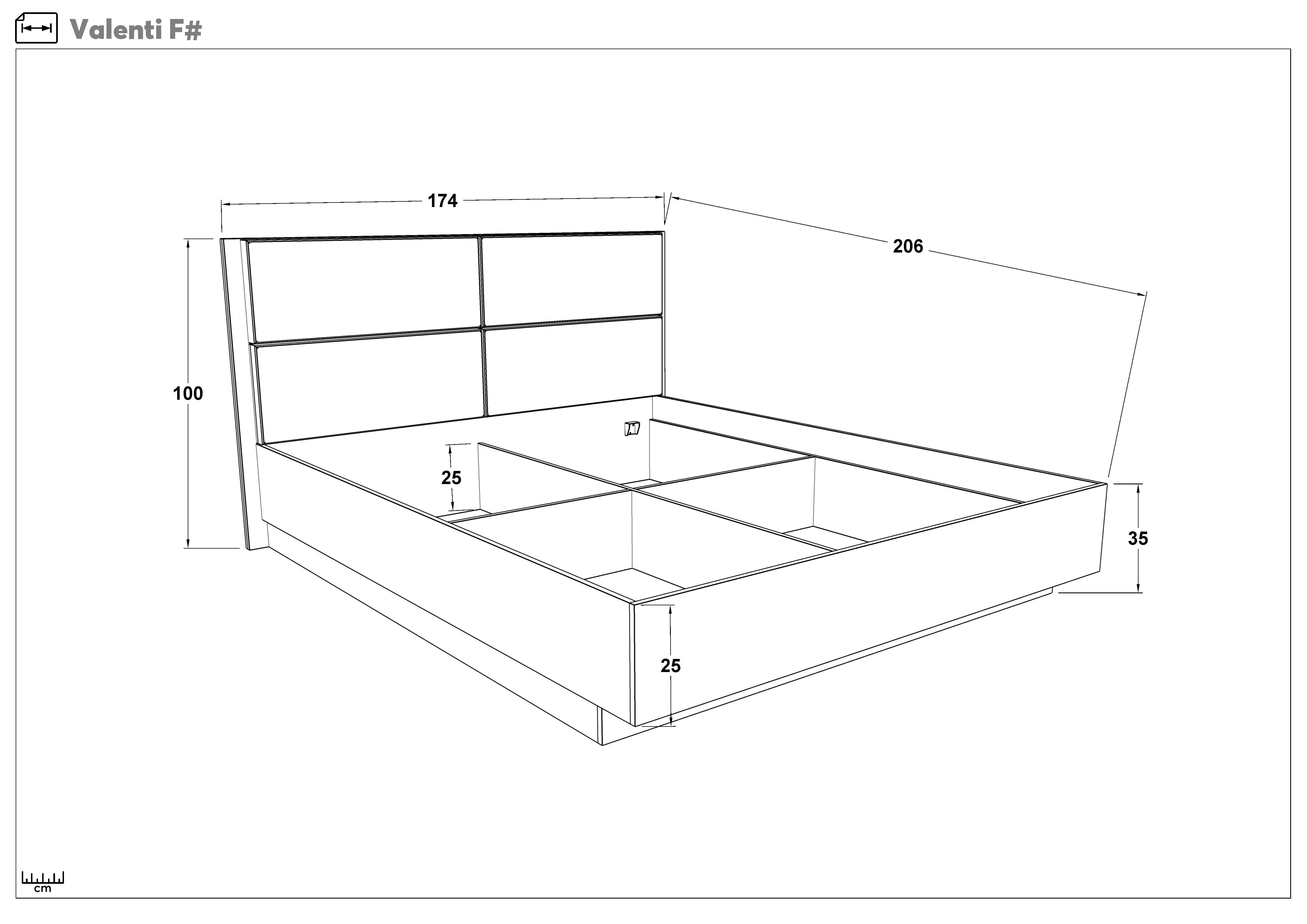 Pat dublu 160/200 Valenti, stejar coniac + Silk  2