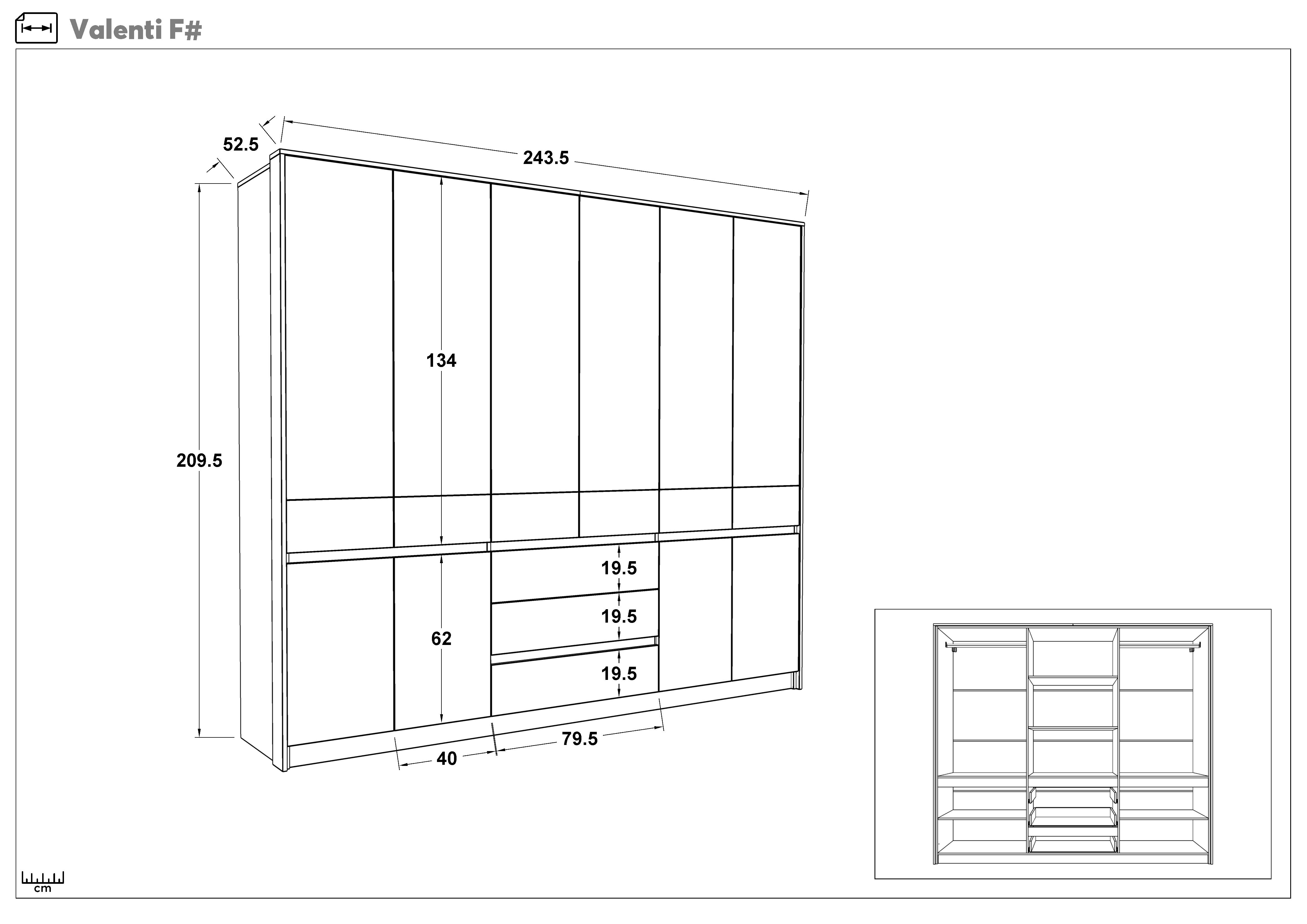 Dulap Valenti, stejar coniac + Silk  2