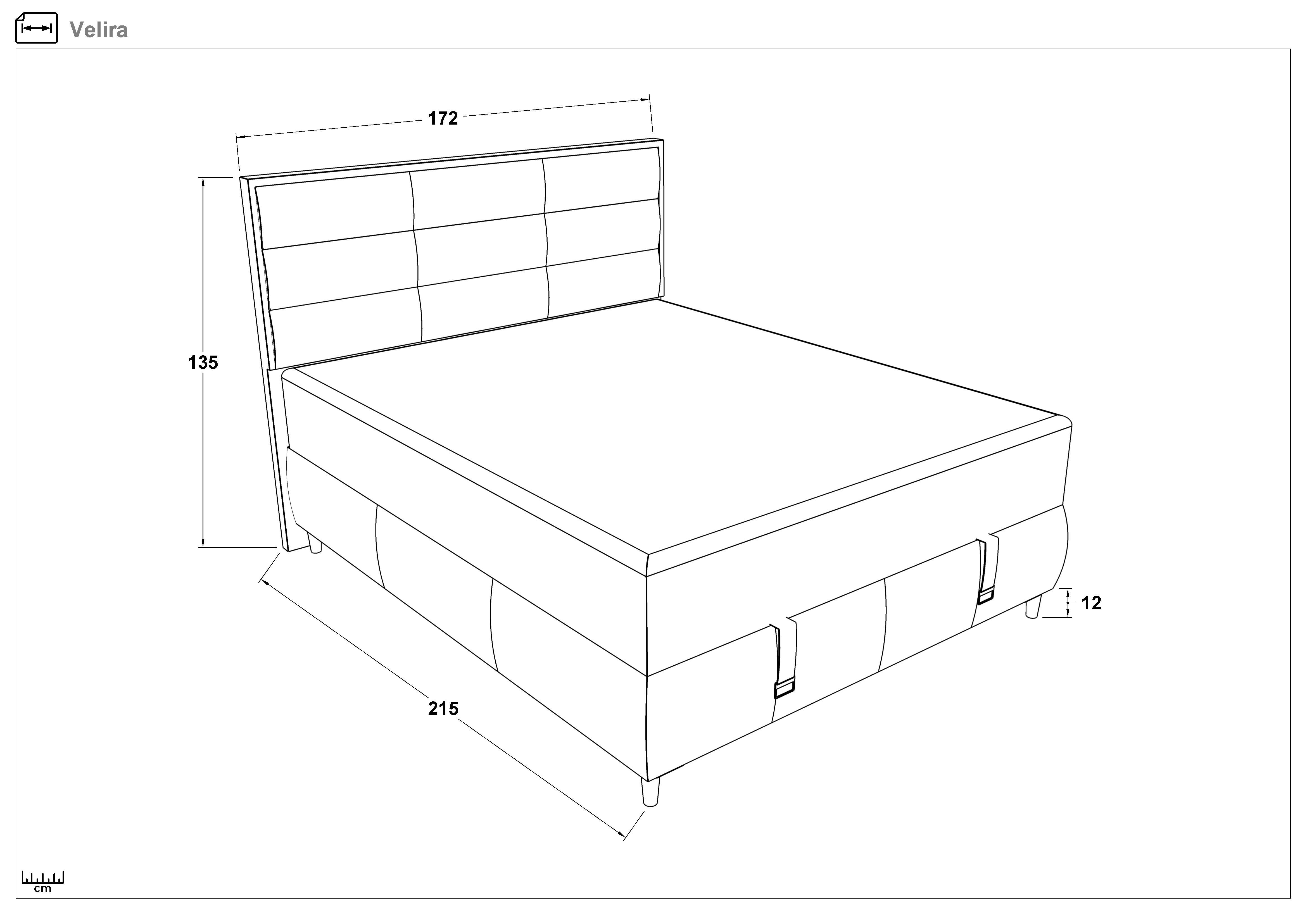Pat dublu Boxspring 160/200 Velira + saltea, gri  2