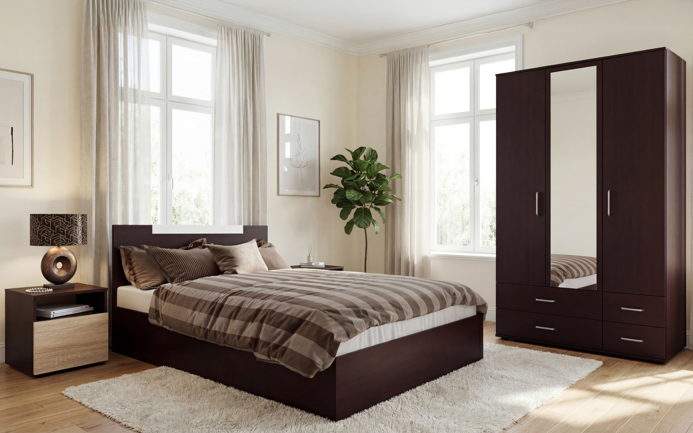 Set pentru dormitor Venera, wenge + stejar sonoma  1