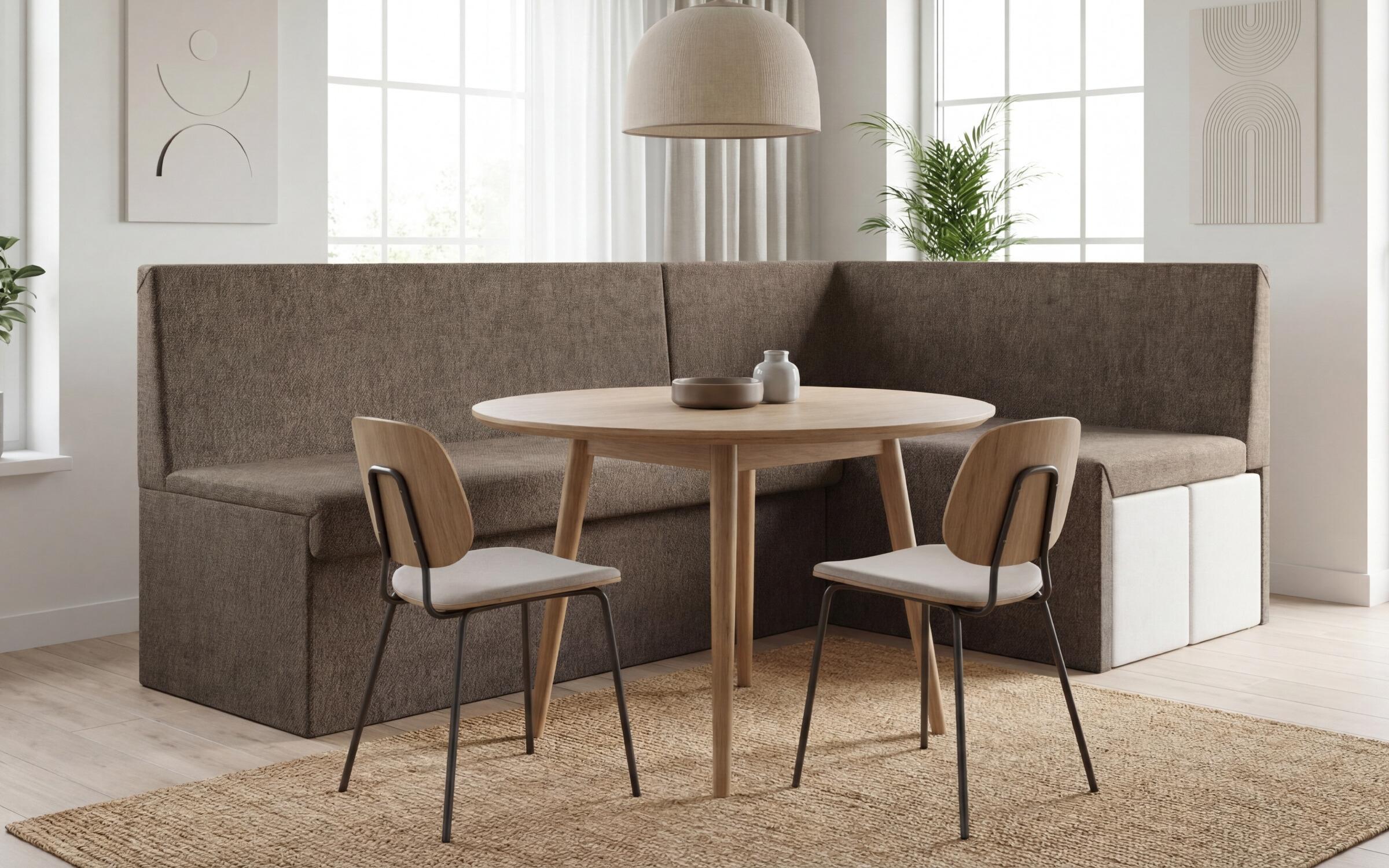 Coltar extensibil de bucatarie + 2 taburete Venturo, bej inchis + bej deschis  3