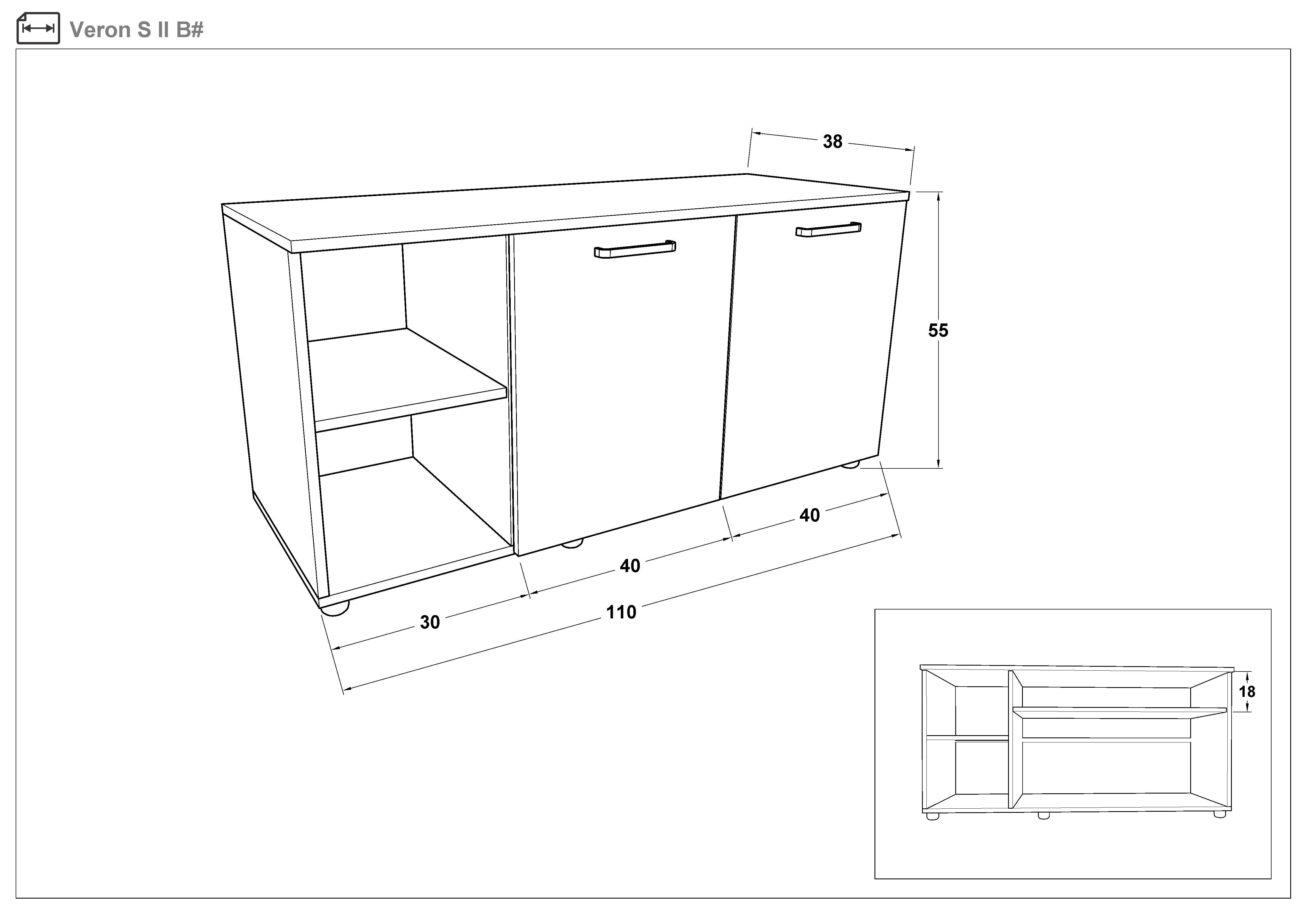 Comoda Veron S, casmir + stejar antracit  2