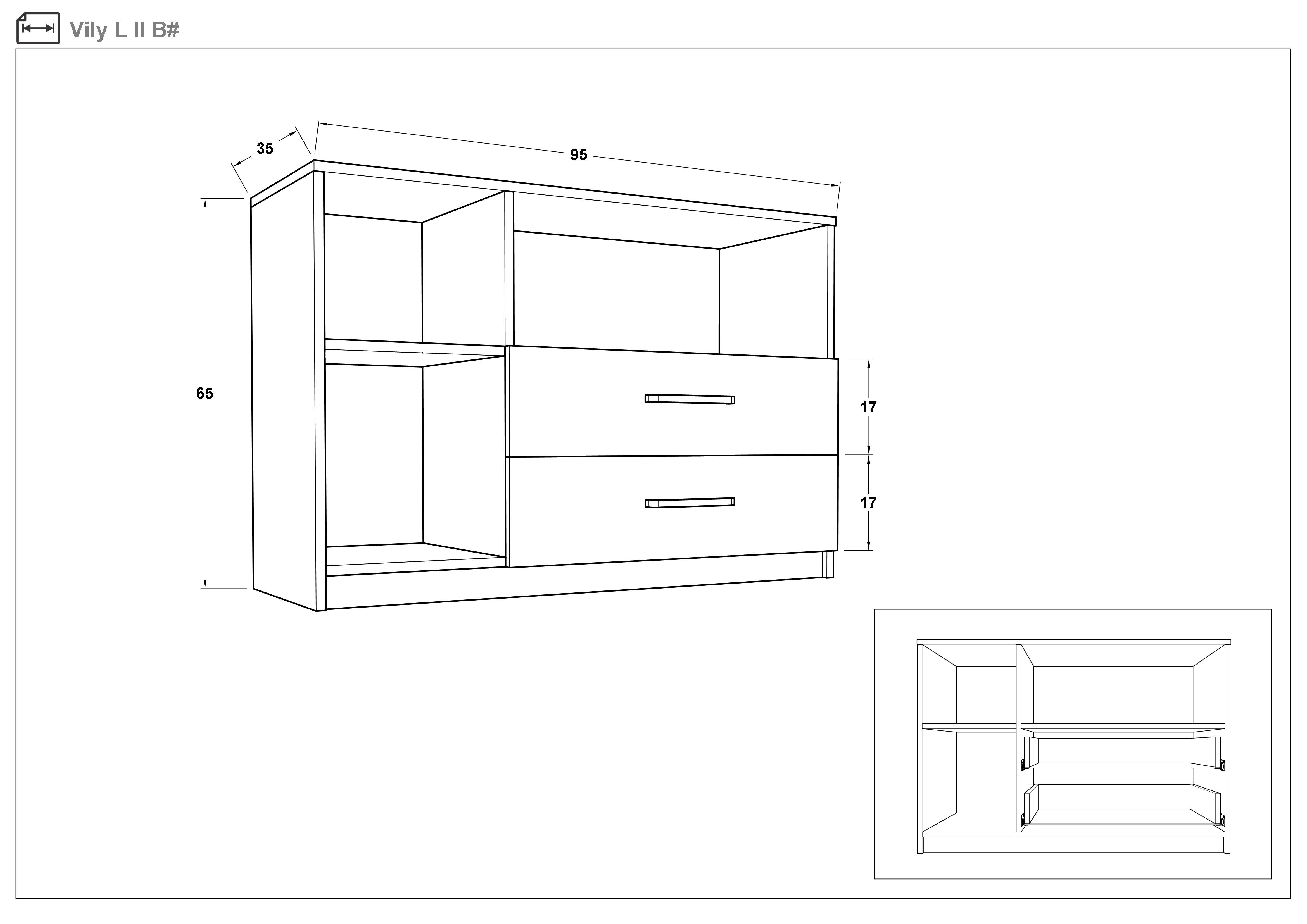 Set Comoda Vili M + comoda Vili L, wenge + stejar sonoma  2