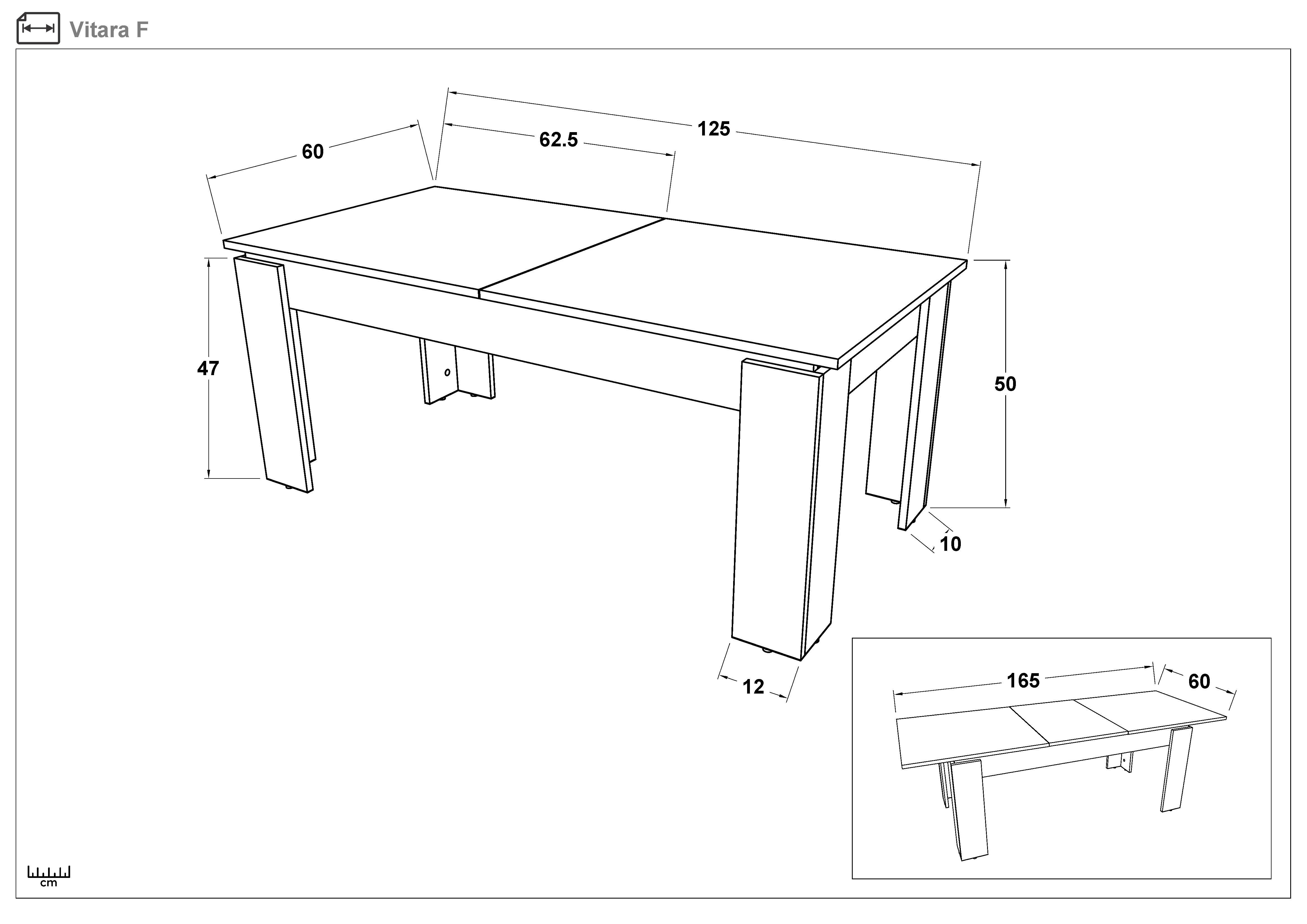 Masuta de cafea /extensibila/ Vitara, stejar scandinav deschis  2