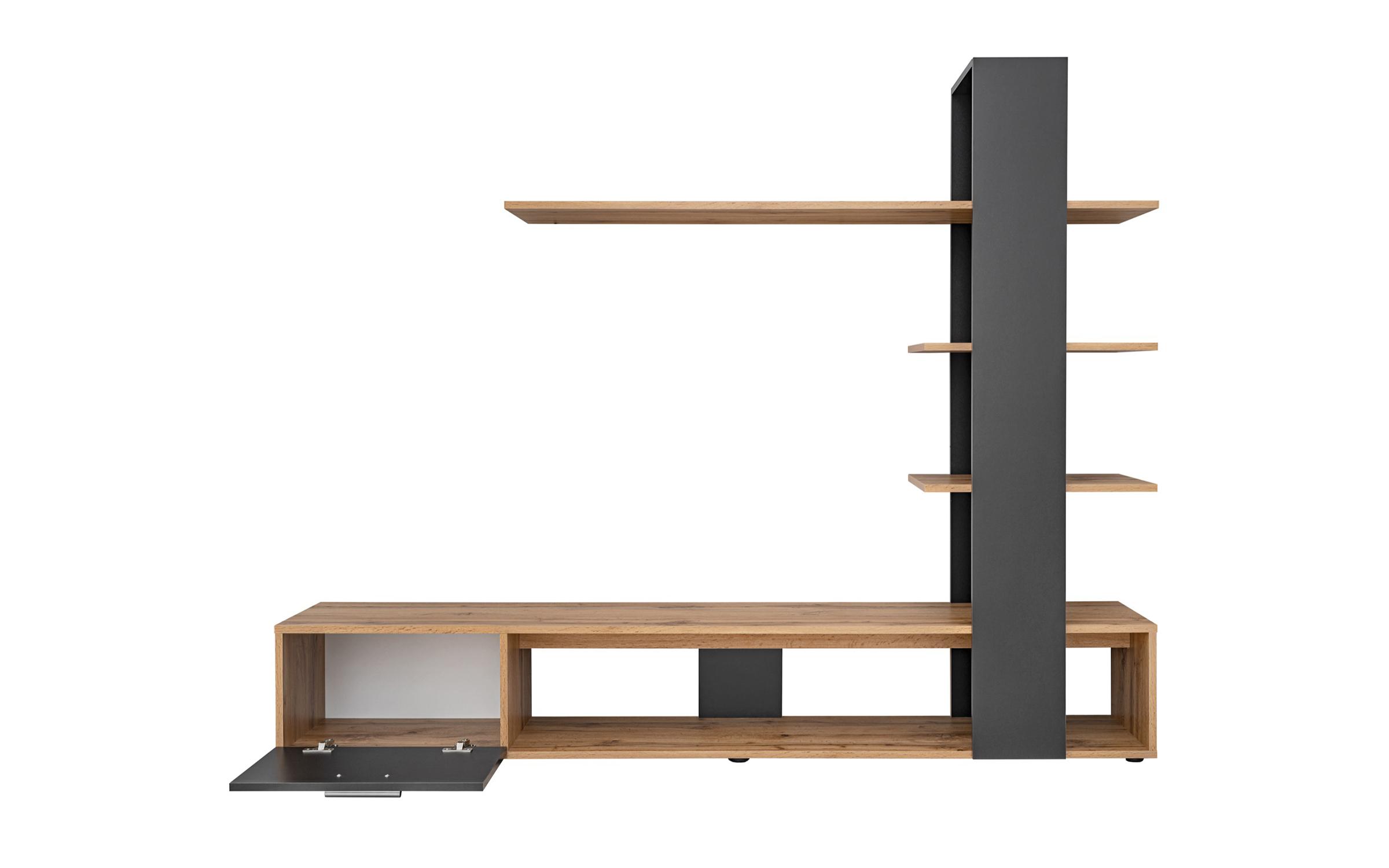Biblioteca Scandi, stejar votan + negru mat  3