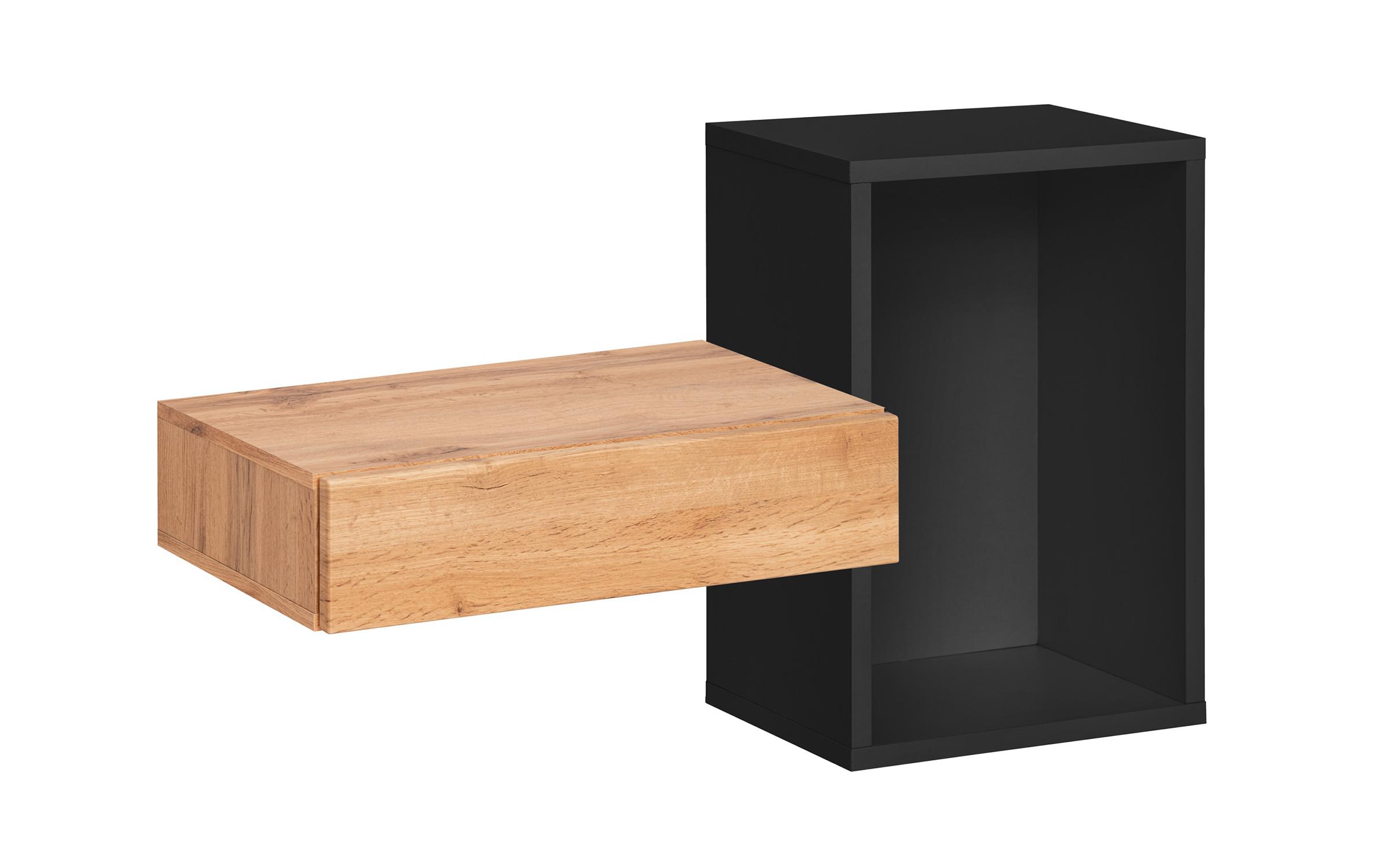 Etajera Malkom, stejar votan + negru  1