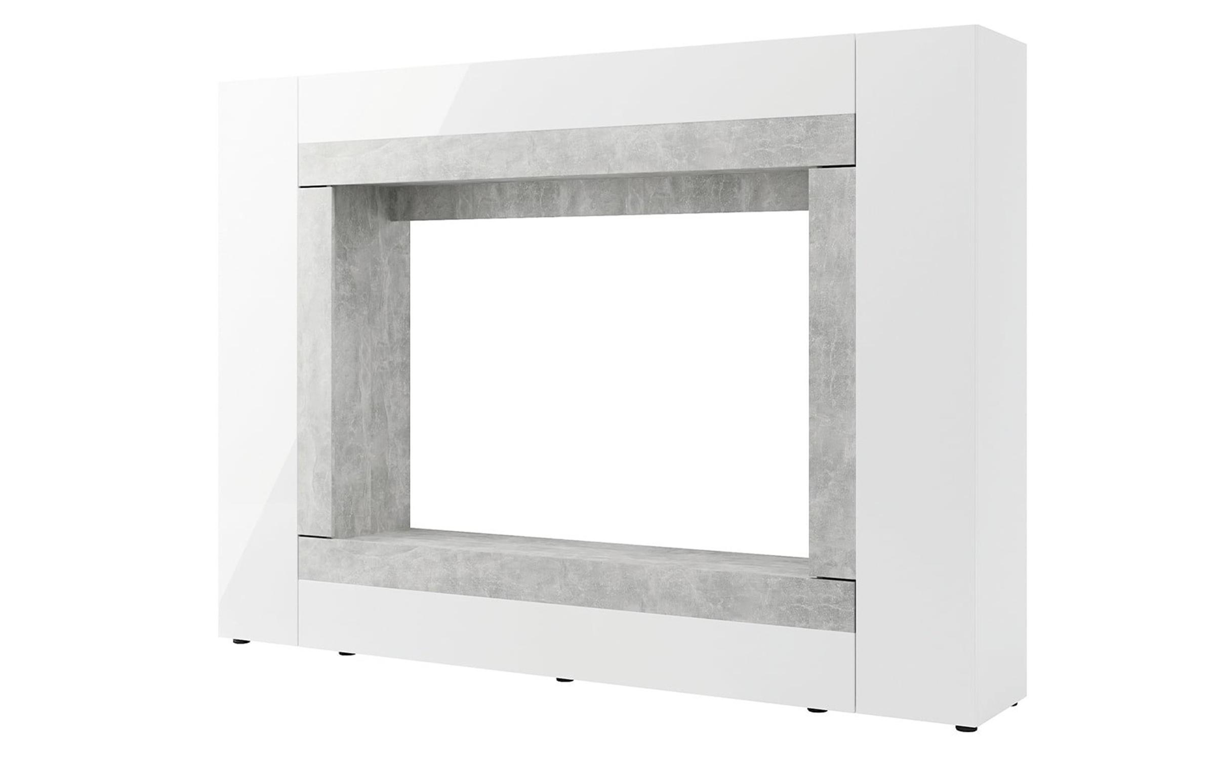 Biblioteca Loris, alb lucios +  "beton"  2