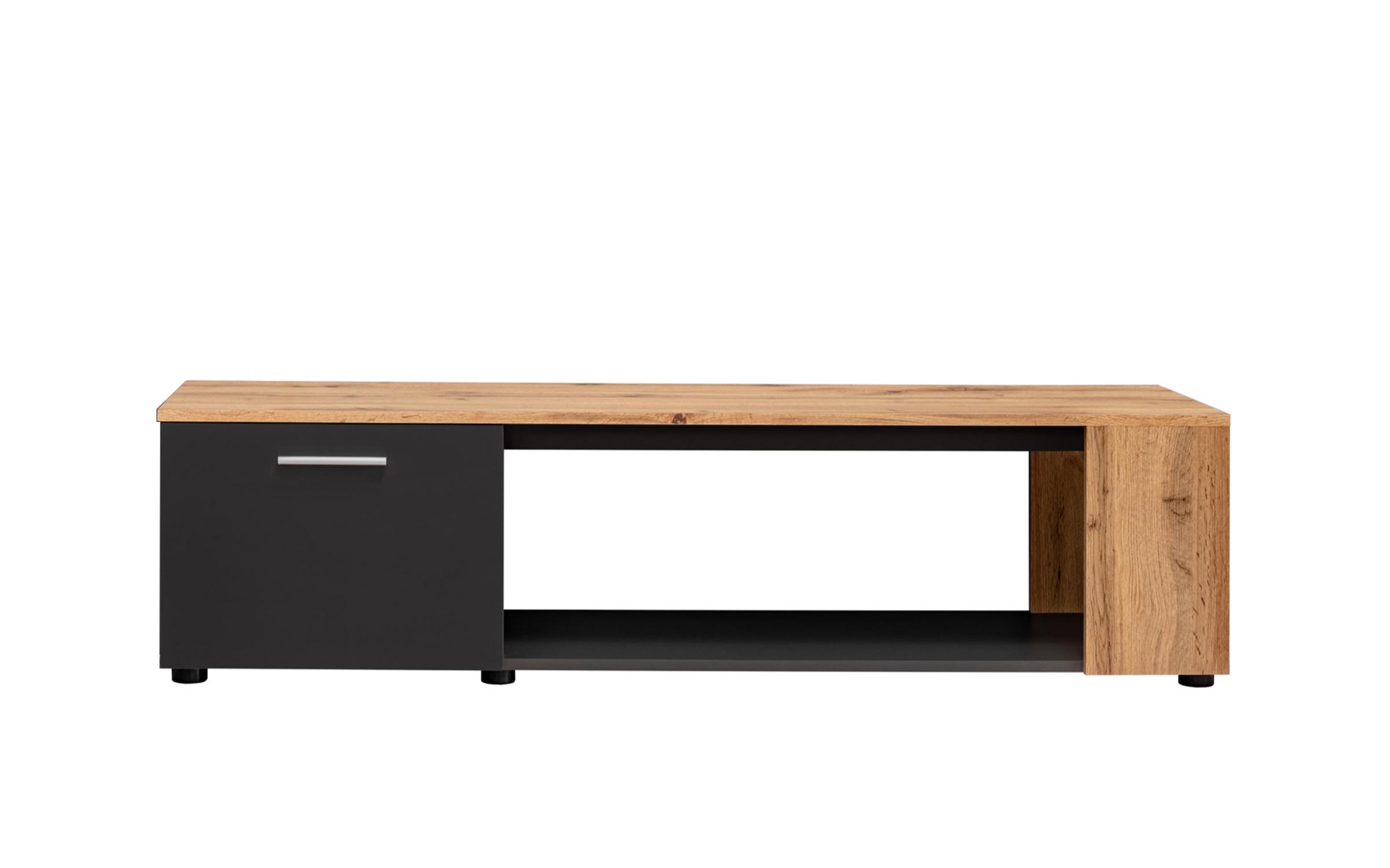 Modul TV Fontera, stejar votan + negru mat  4