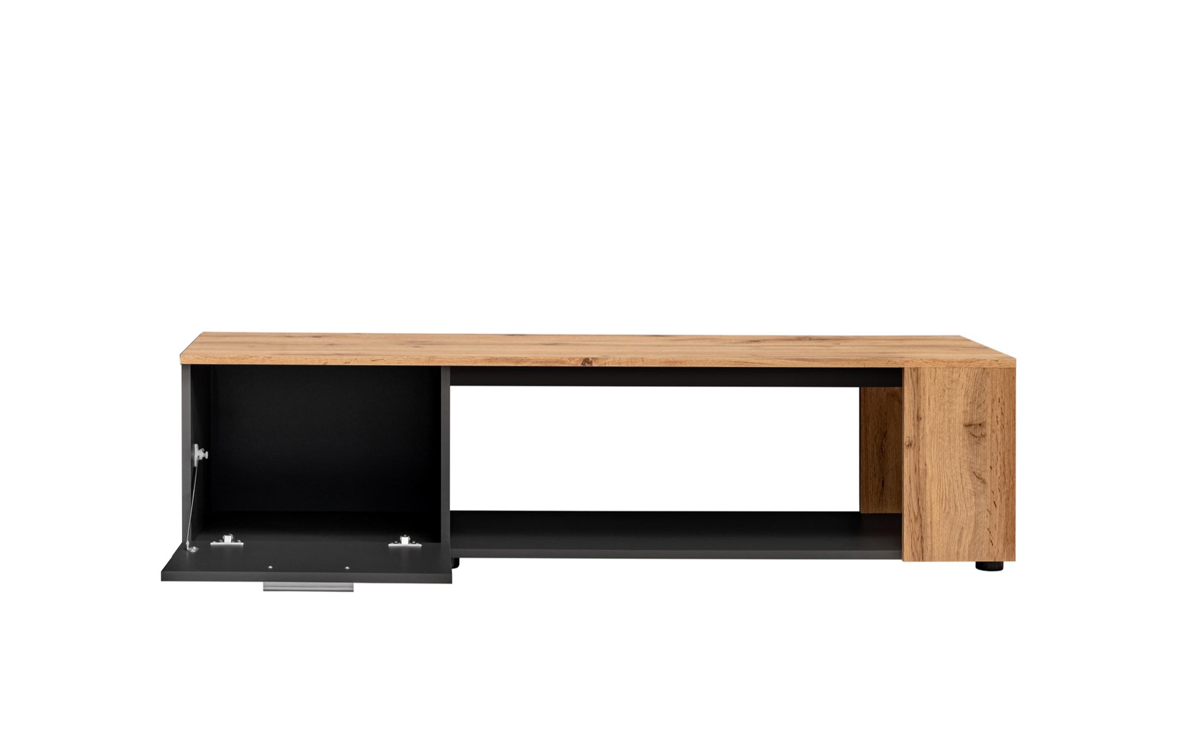 Modul TV Fontera, stejar votan + negru mat  3