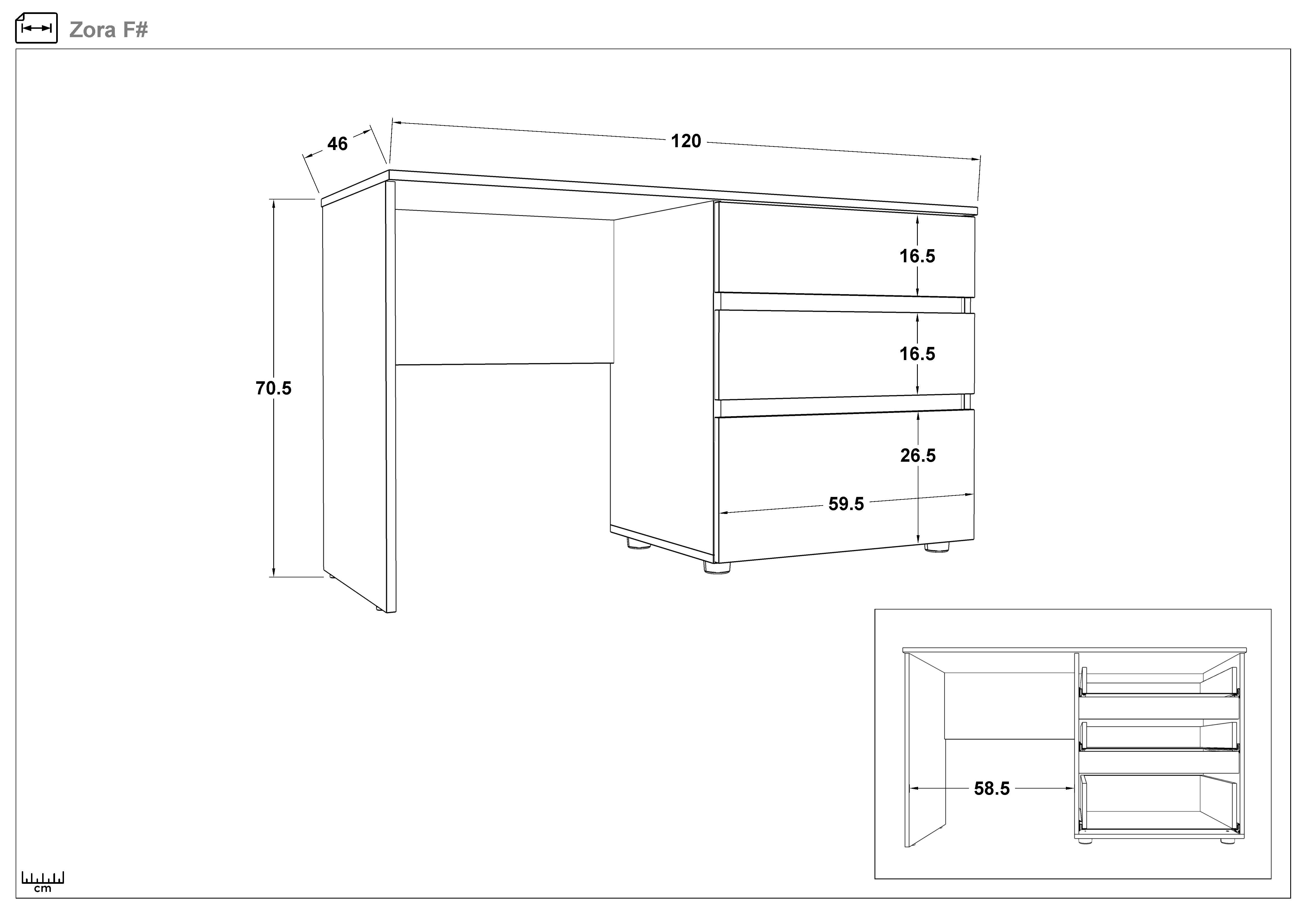 Set dormitor 160/200 Zora + saltea, stejar antic + alb lucios  5