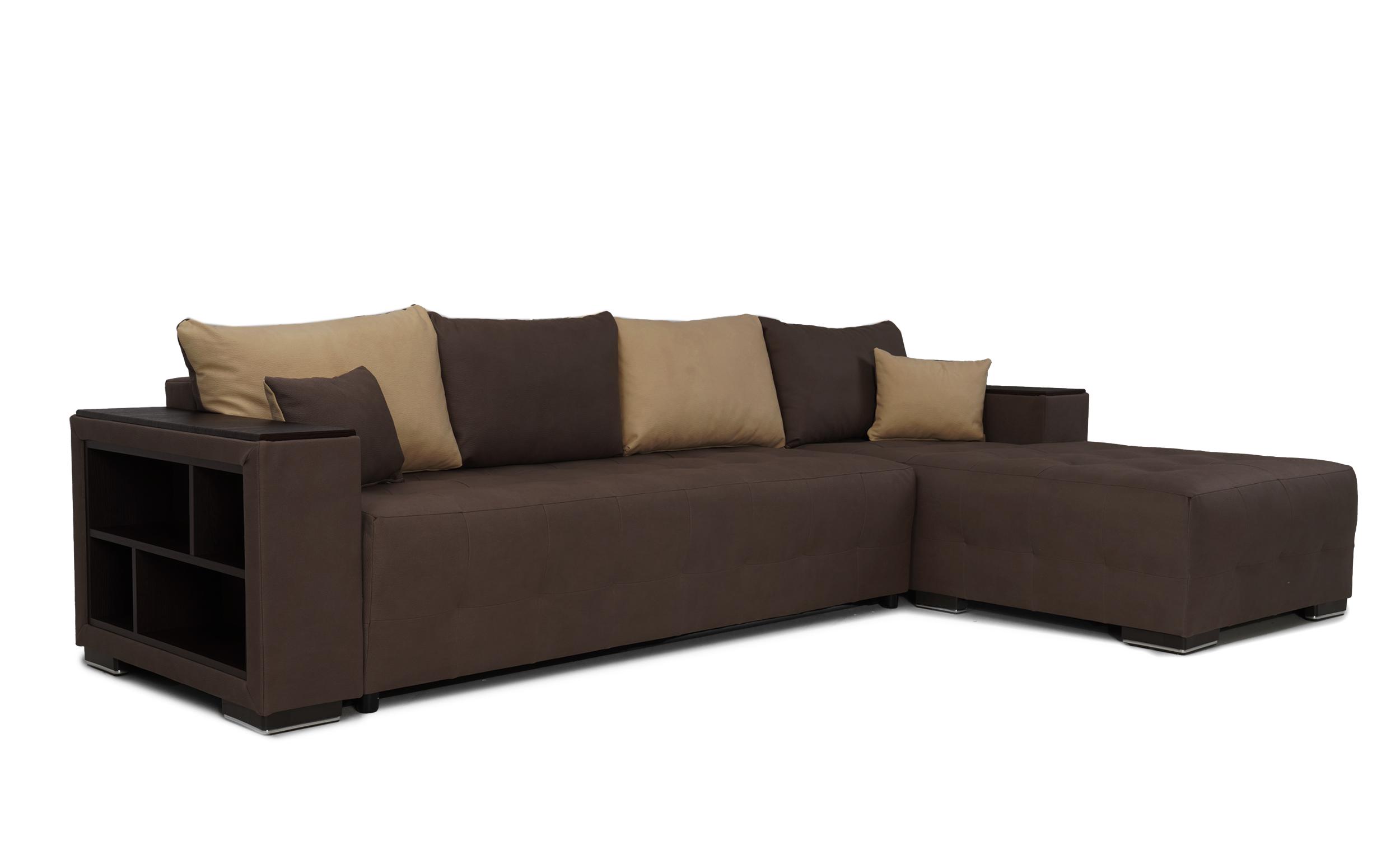 Coltar extensibil Melvin cu brat mini etajera, maro + bej  4