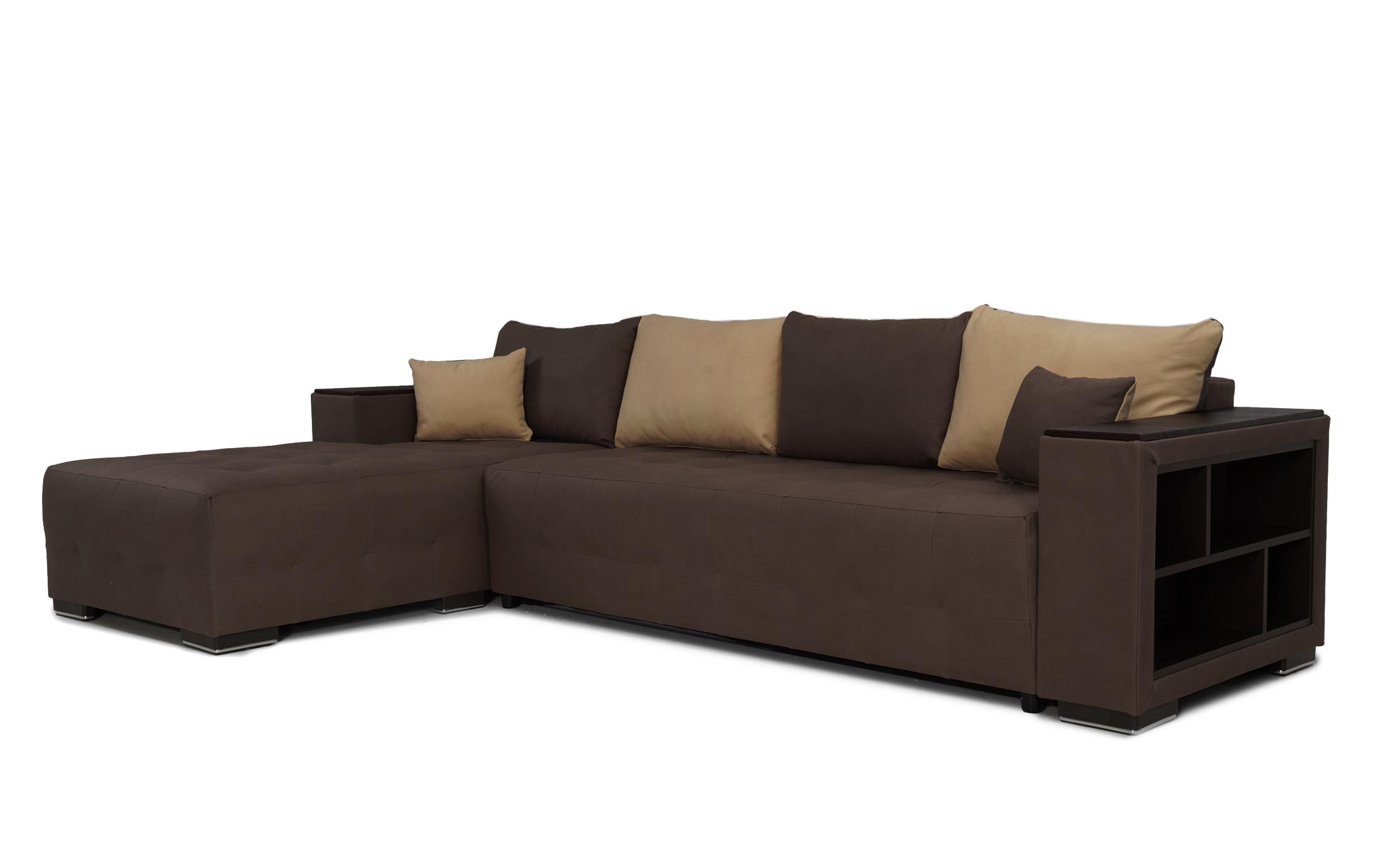 Coltar extensibil Melvin cu brat mini etajera, maro + bej  4
