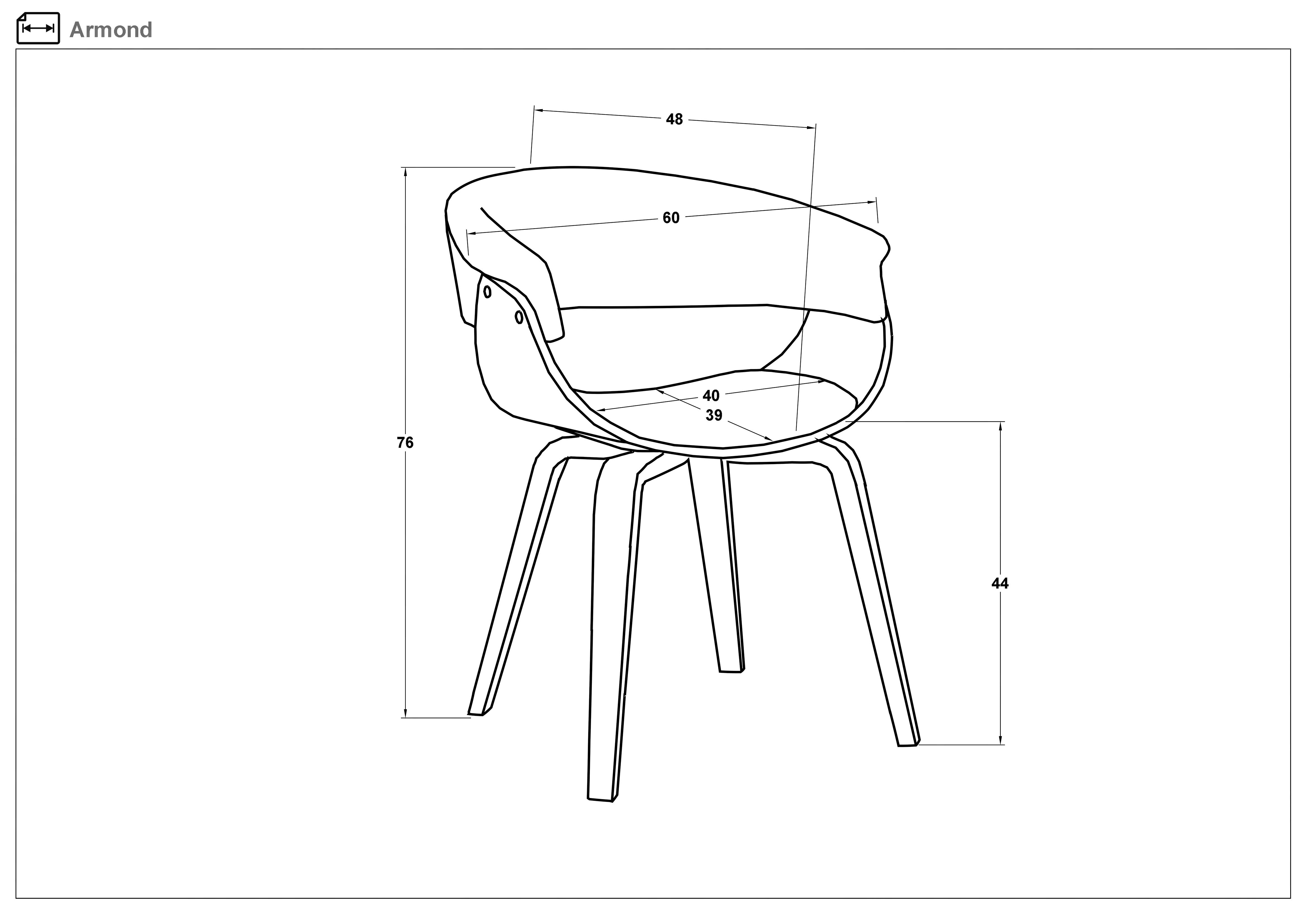 Scaun de masa Armond, alb  2