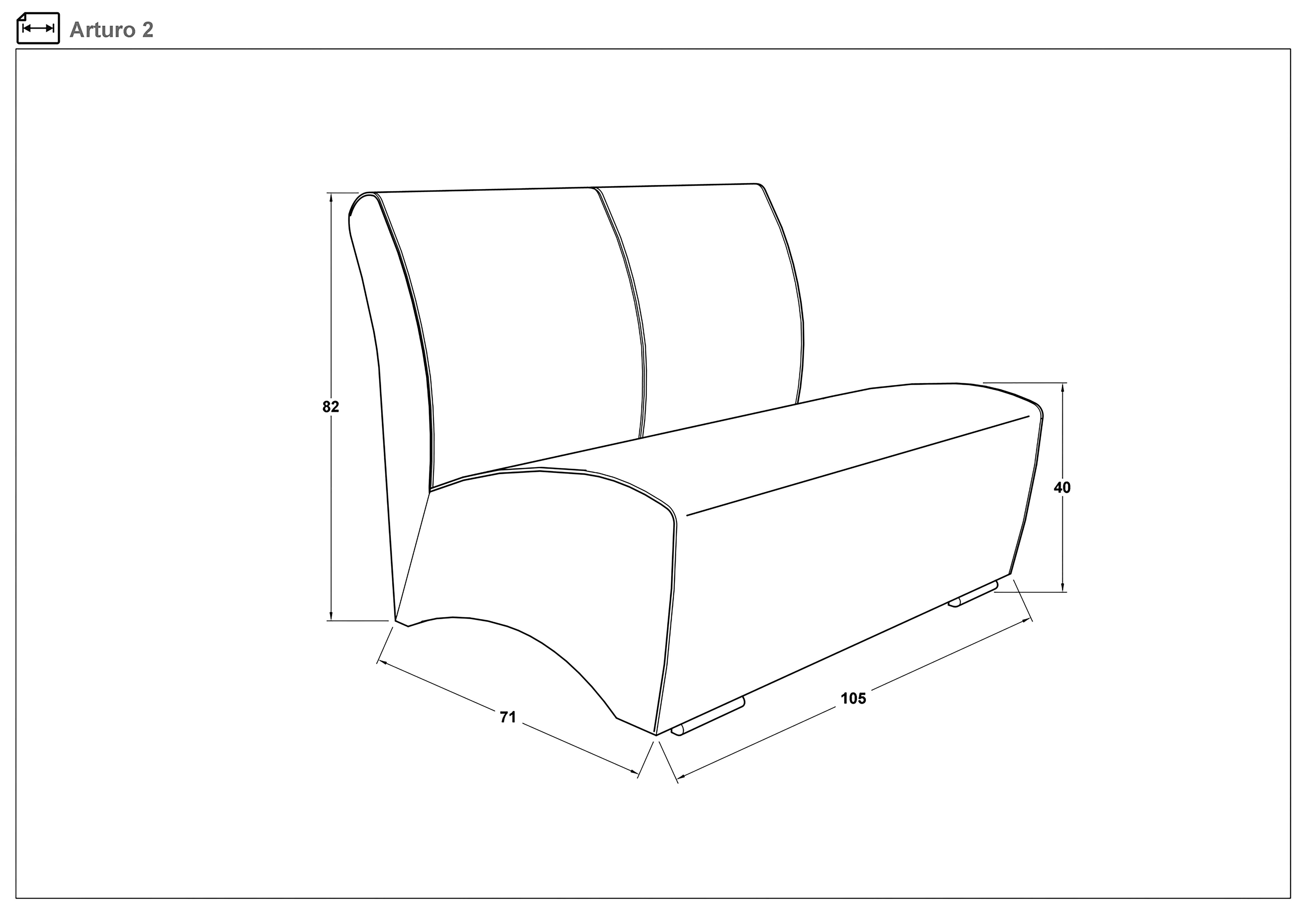 Canapea 2 locuri Arturo II, piele galbena  2
