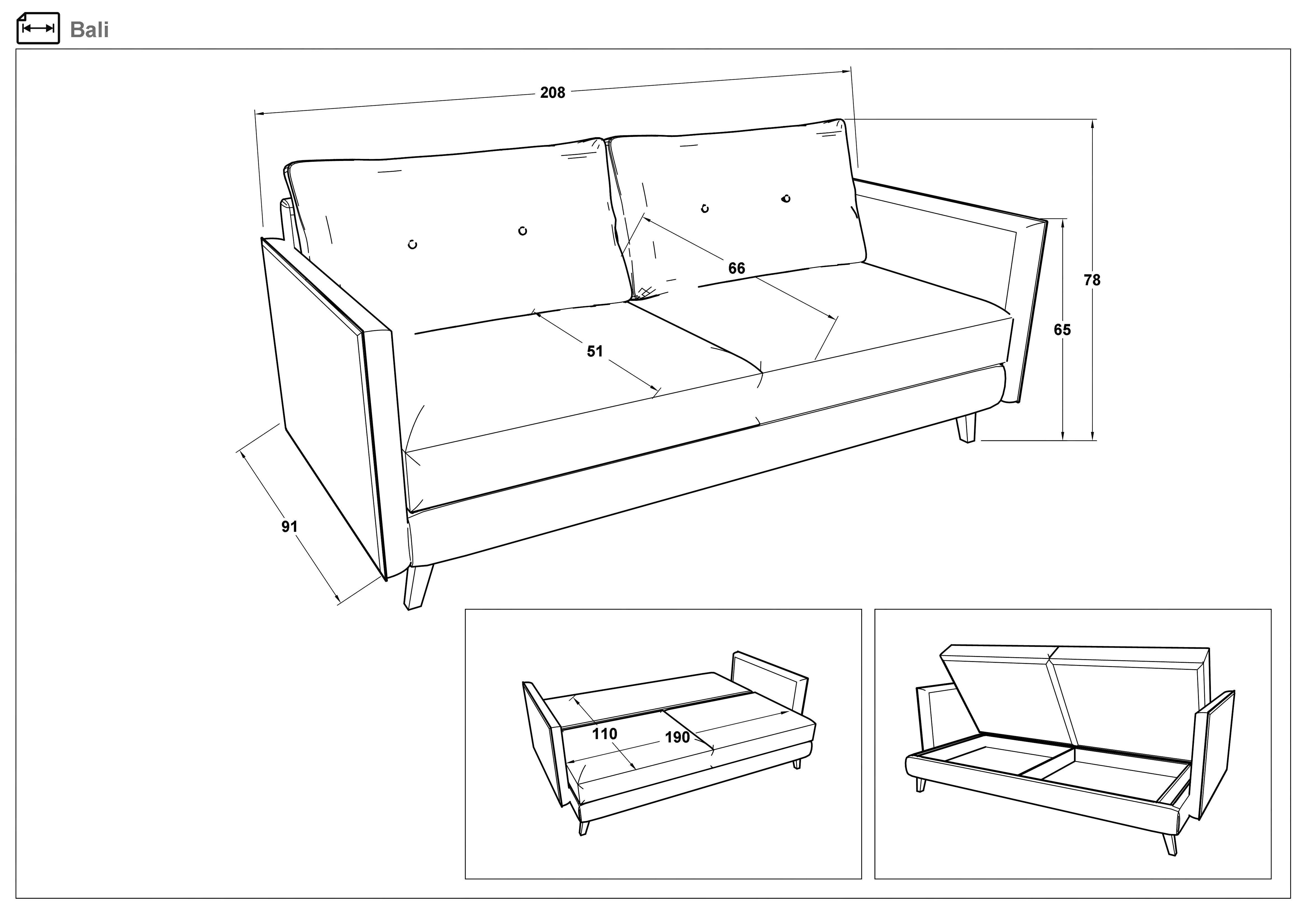 Canapea extensibila click- clack Bali, turcoaz  2