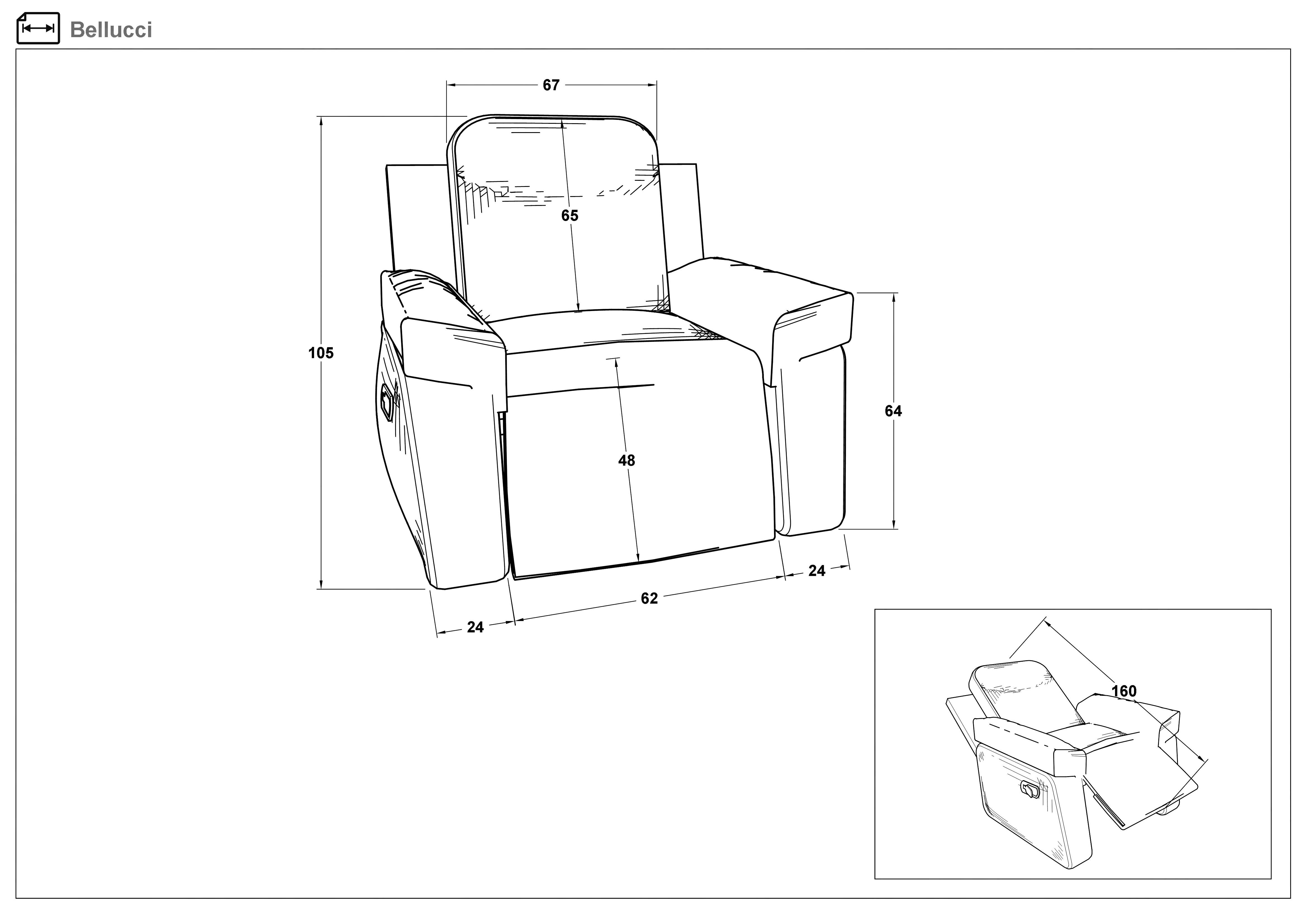 Recliner /mecanism manual/ Beluci, gri  2