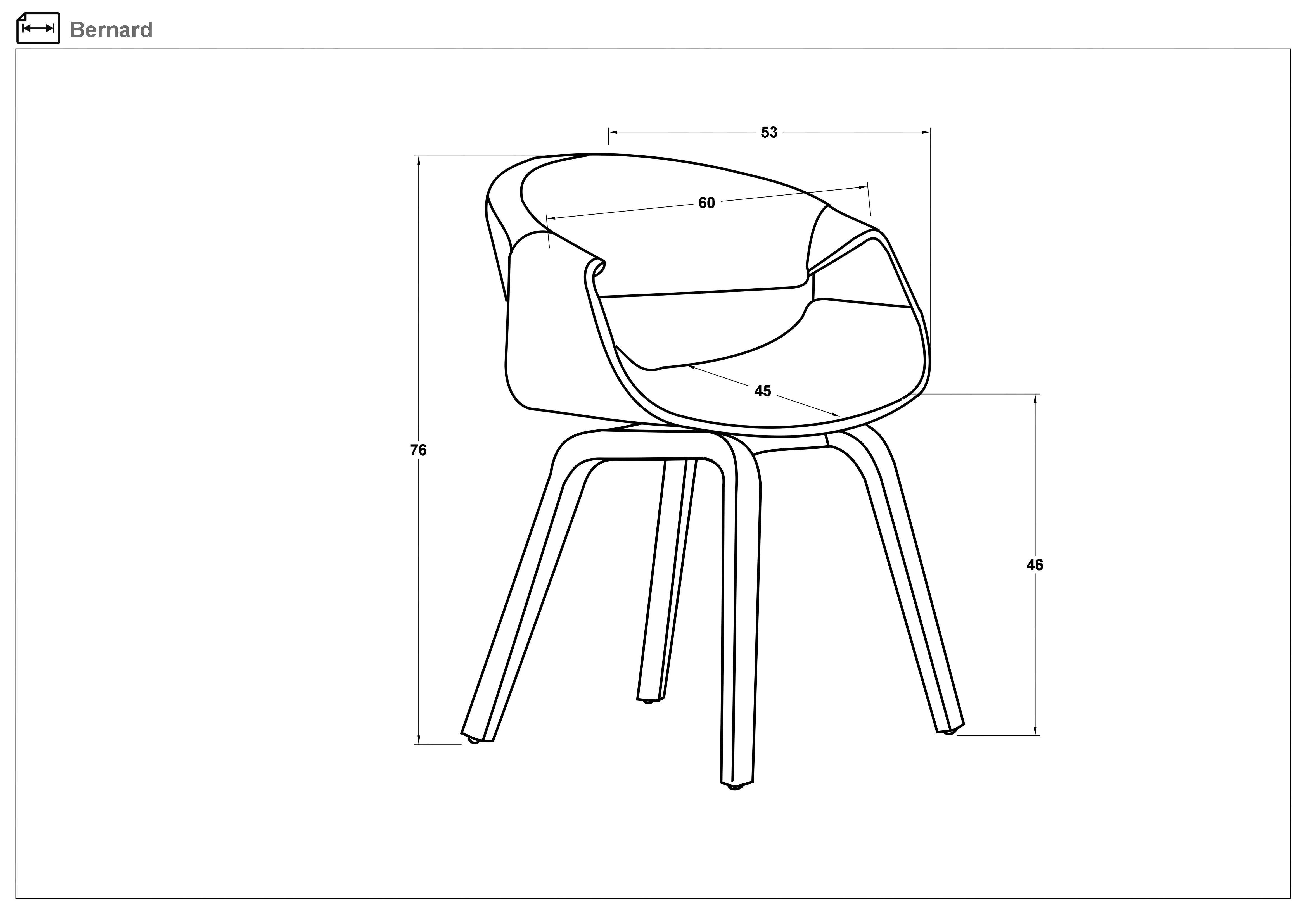 Scaun de masa Bernard, nuc inchis + piele alba  2