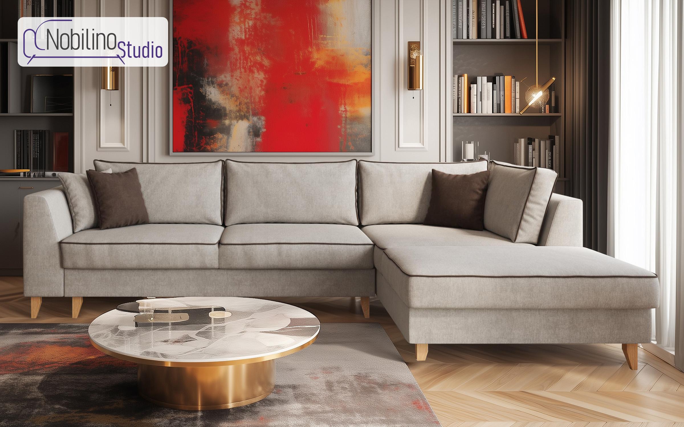 Coltar extensibil Bolonia, bej deschis + maro  1