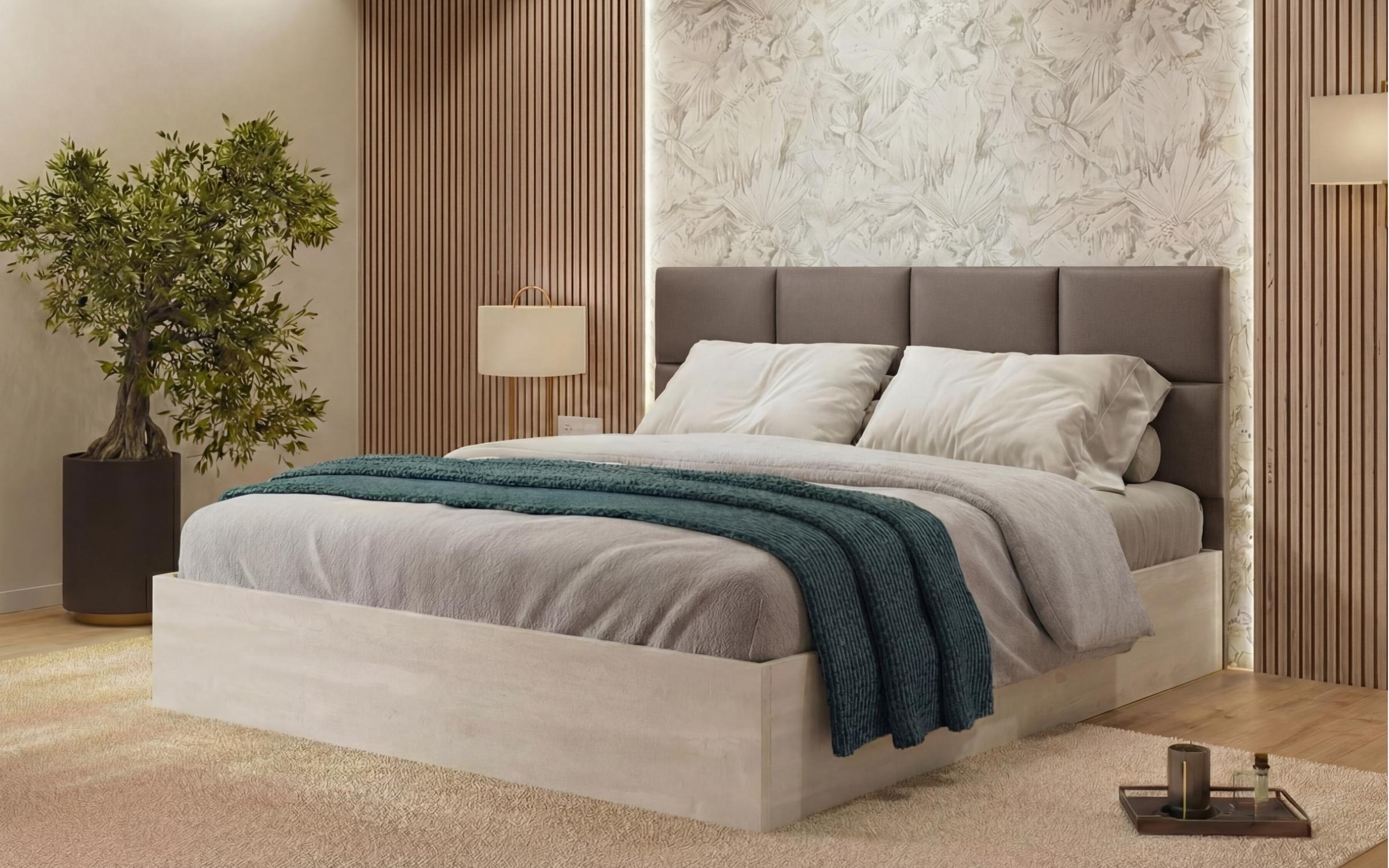 Set dormitor 160/200 Keti + saltea, Silk + stejar scandinav inchis  6