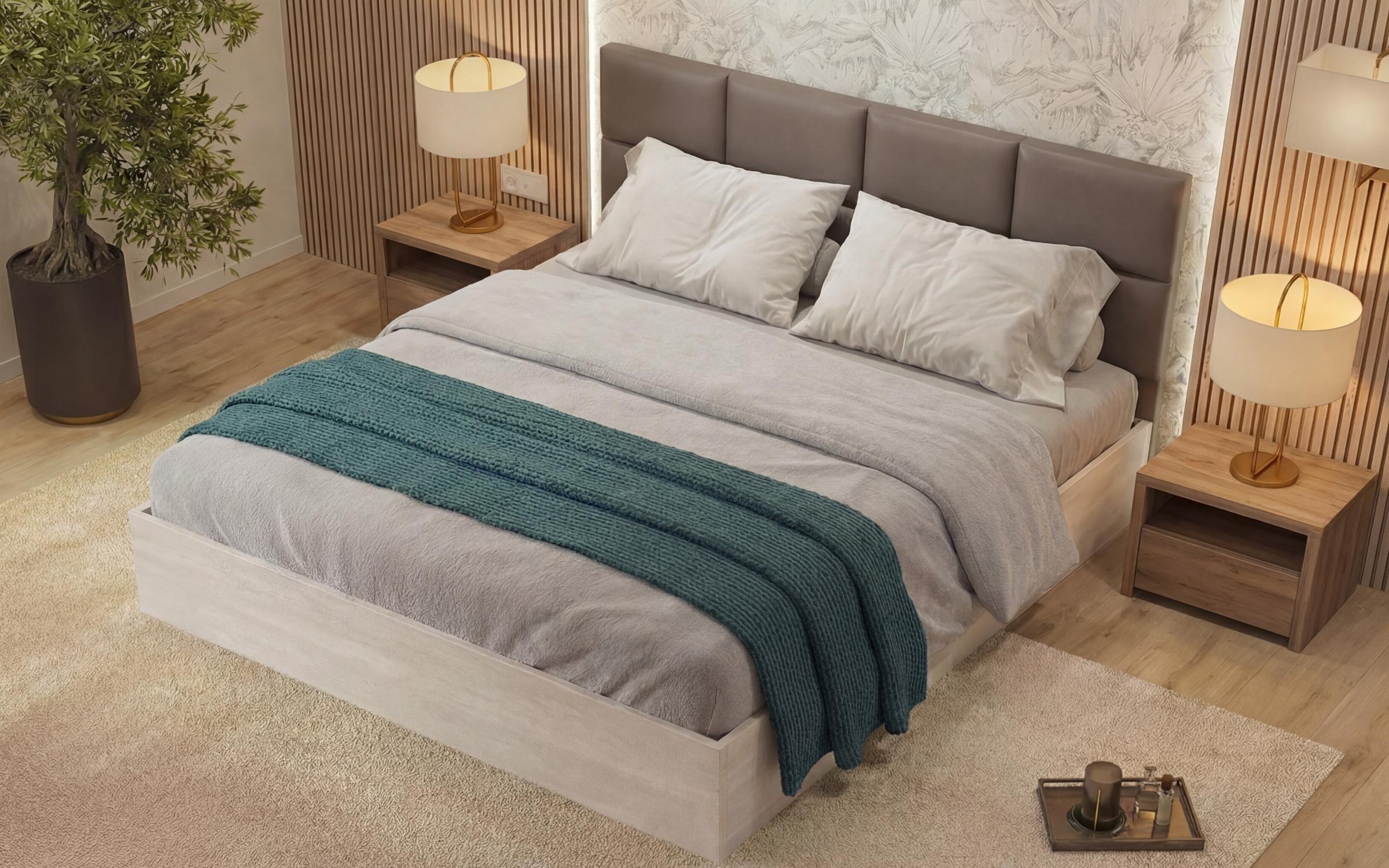 Set dormitor 160/200 Keti, Silk + stejar scandinav inchis  7