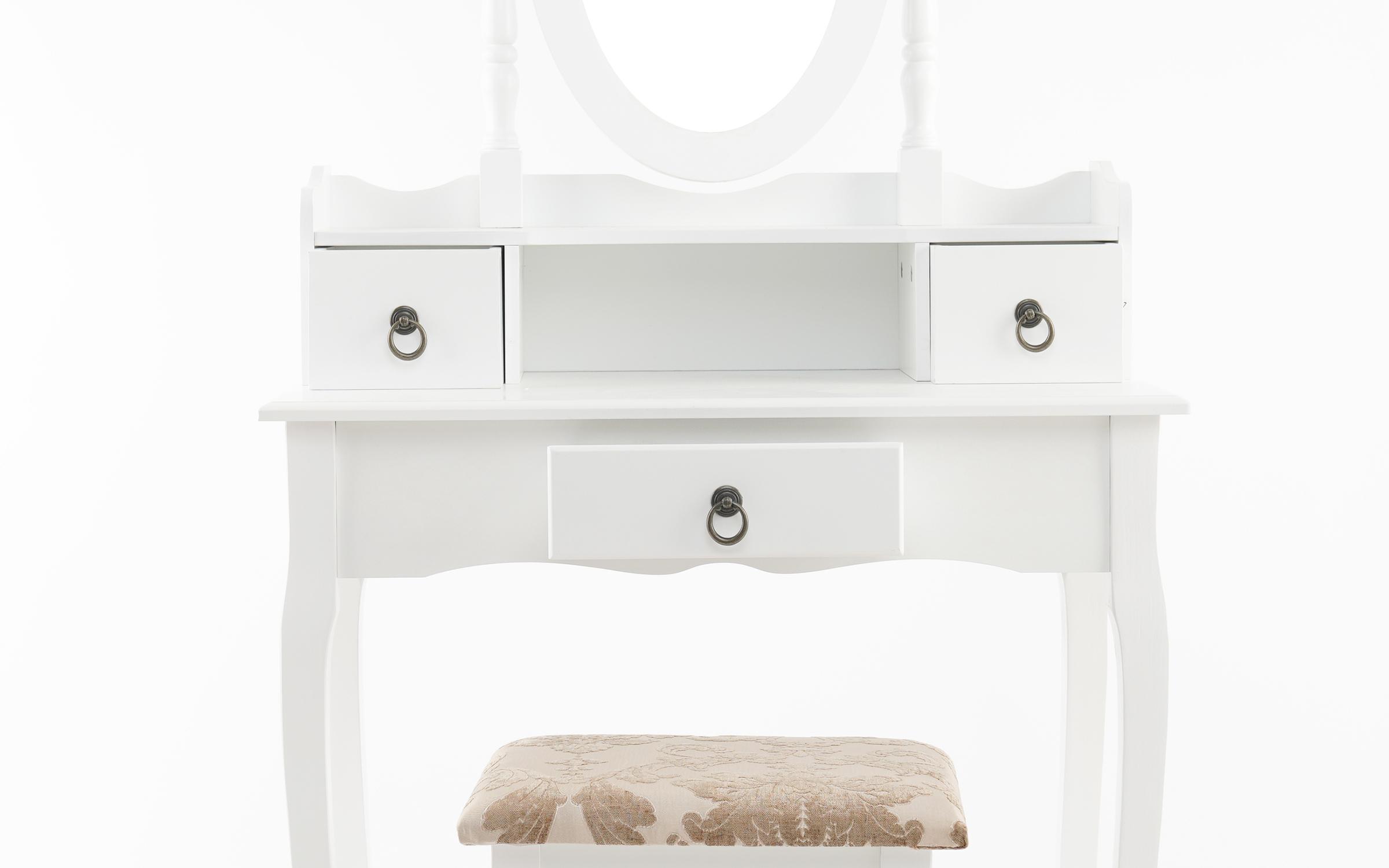 Masuta de toaleta + taburet Dika, alb  3