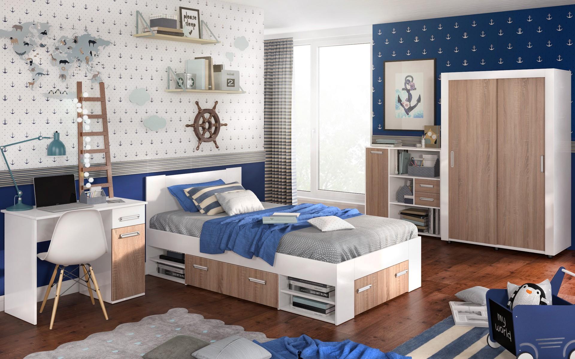 Dulap cu usi glisante Arkon S, stejar sonoma + alb lucios  4