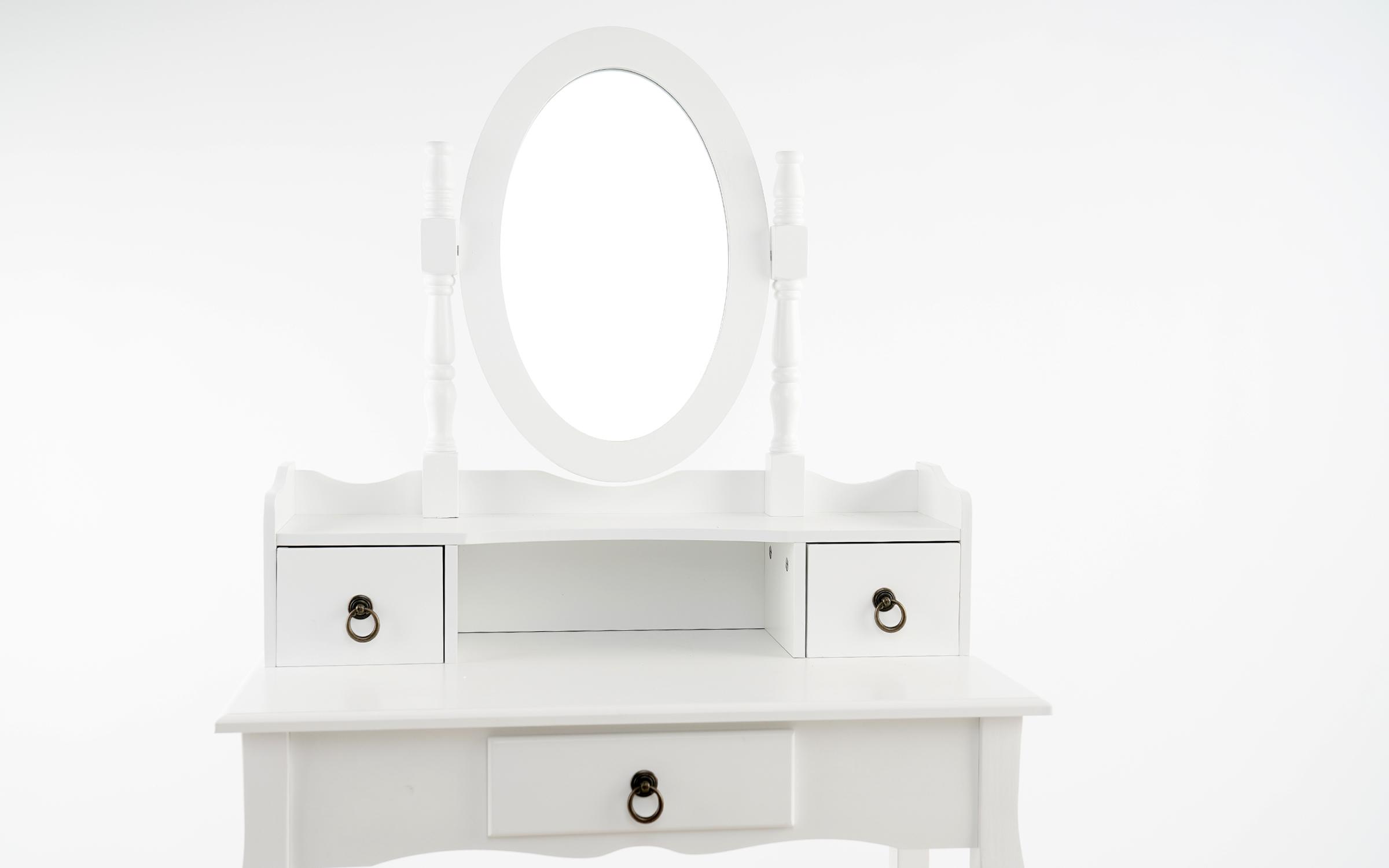 Masuta de toaleta + taburet Dika, alb  2