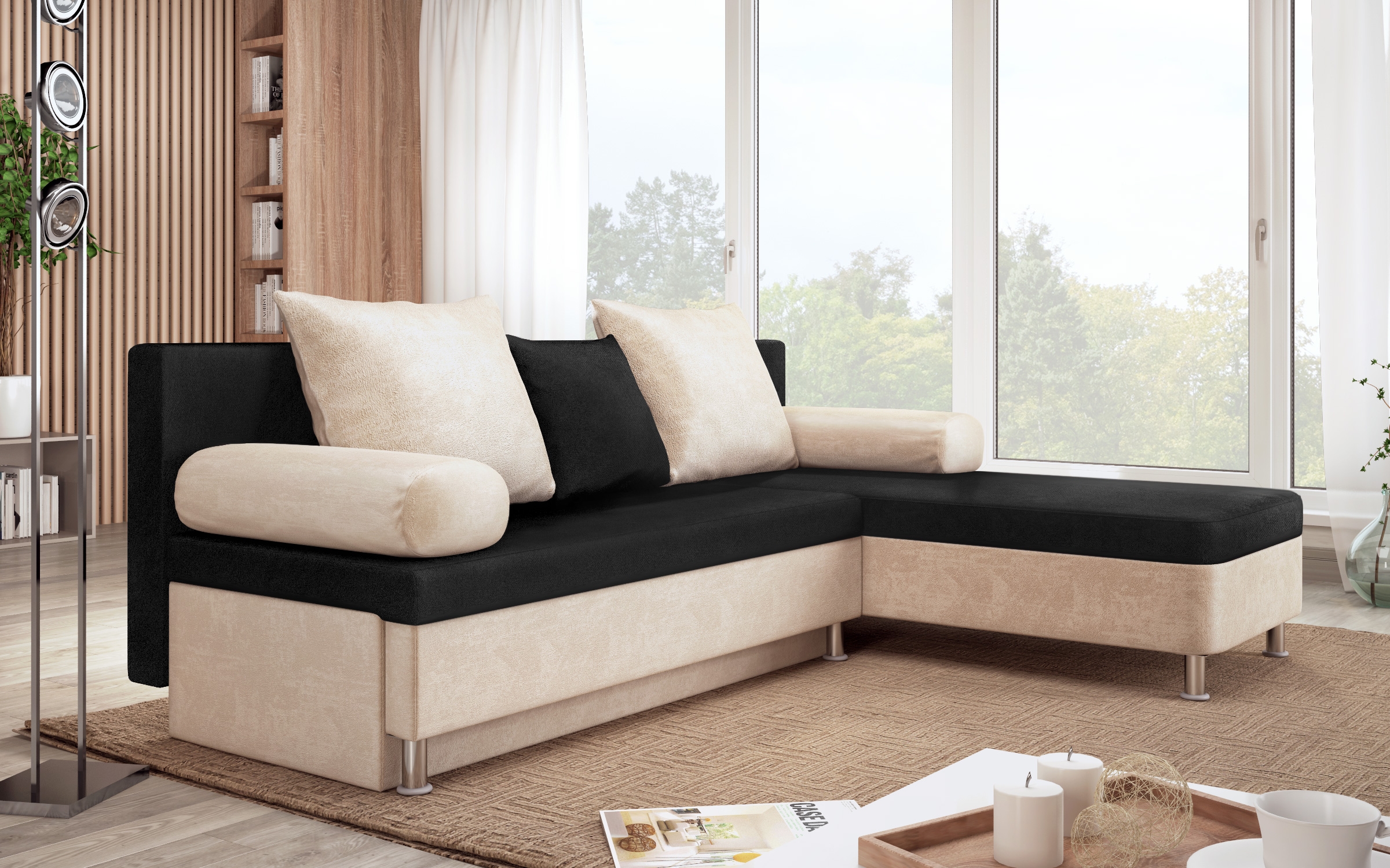 Coltar extensibil Dani M, negru + bej  1