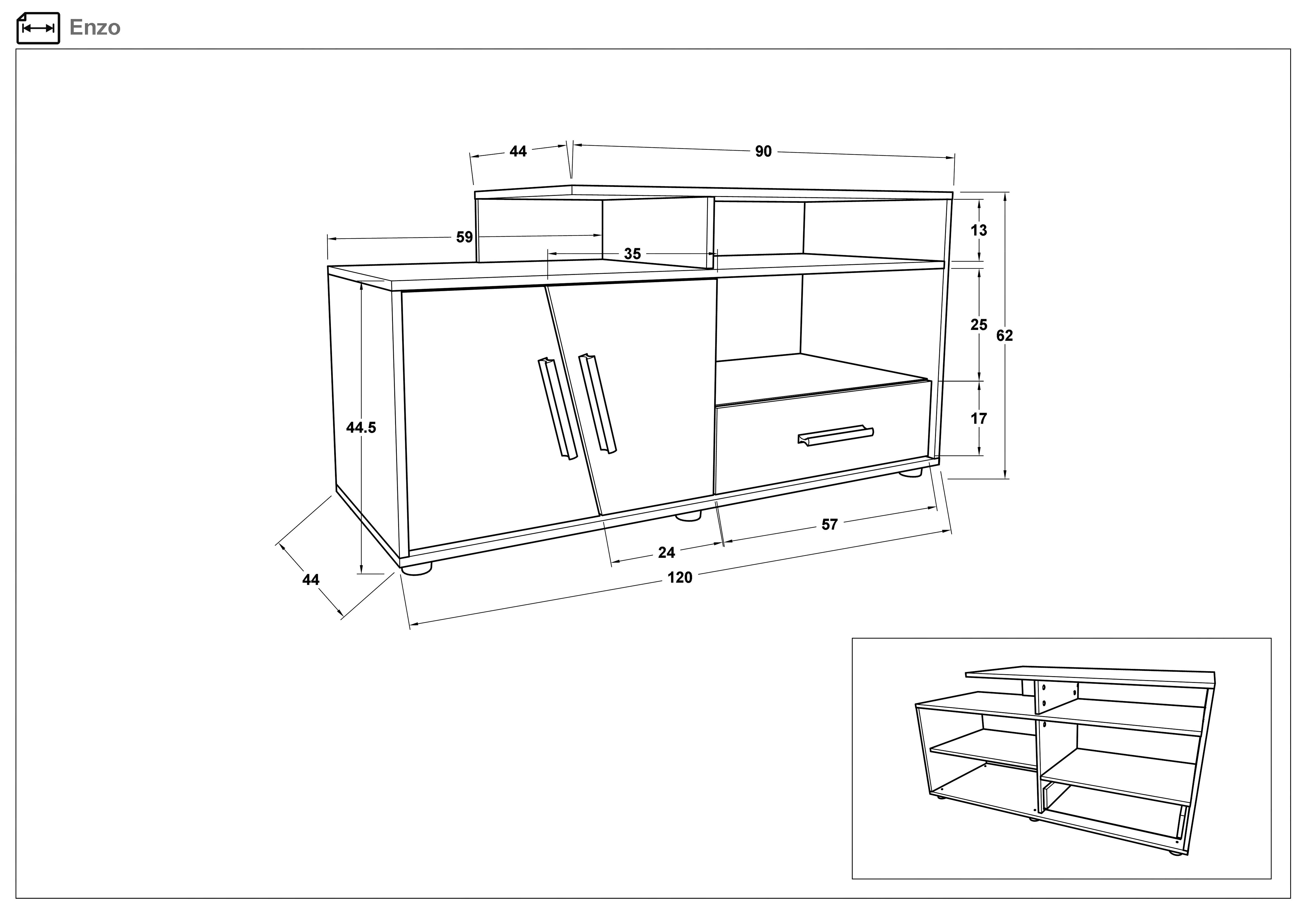 Modul TV Enzo, stejar sonoma + wenge  2