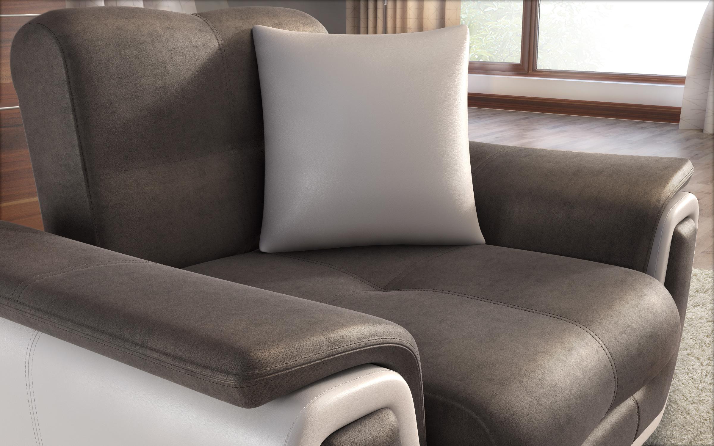 Fotoliu + mecanism click-clack Princess II, maro inchis + piele alba  5