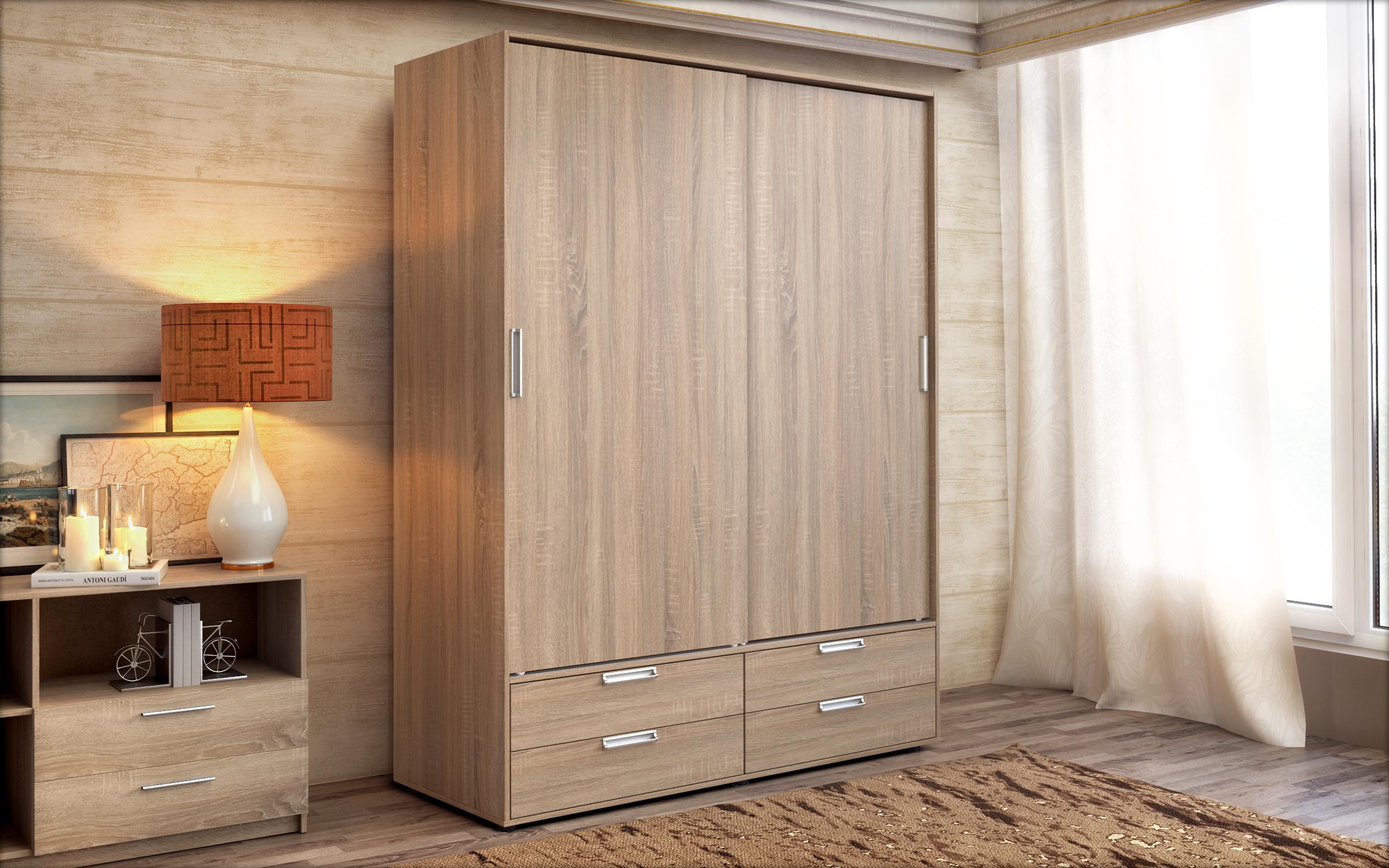 Set dormitor 160/200 Almaro, stejar sonoma + alb lucios  6