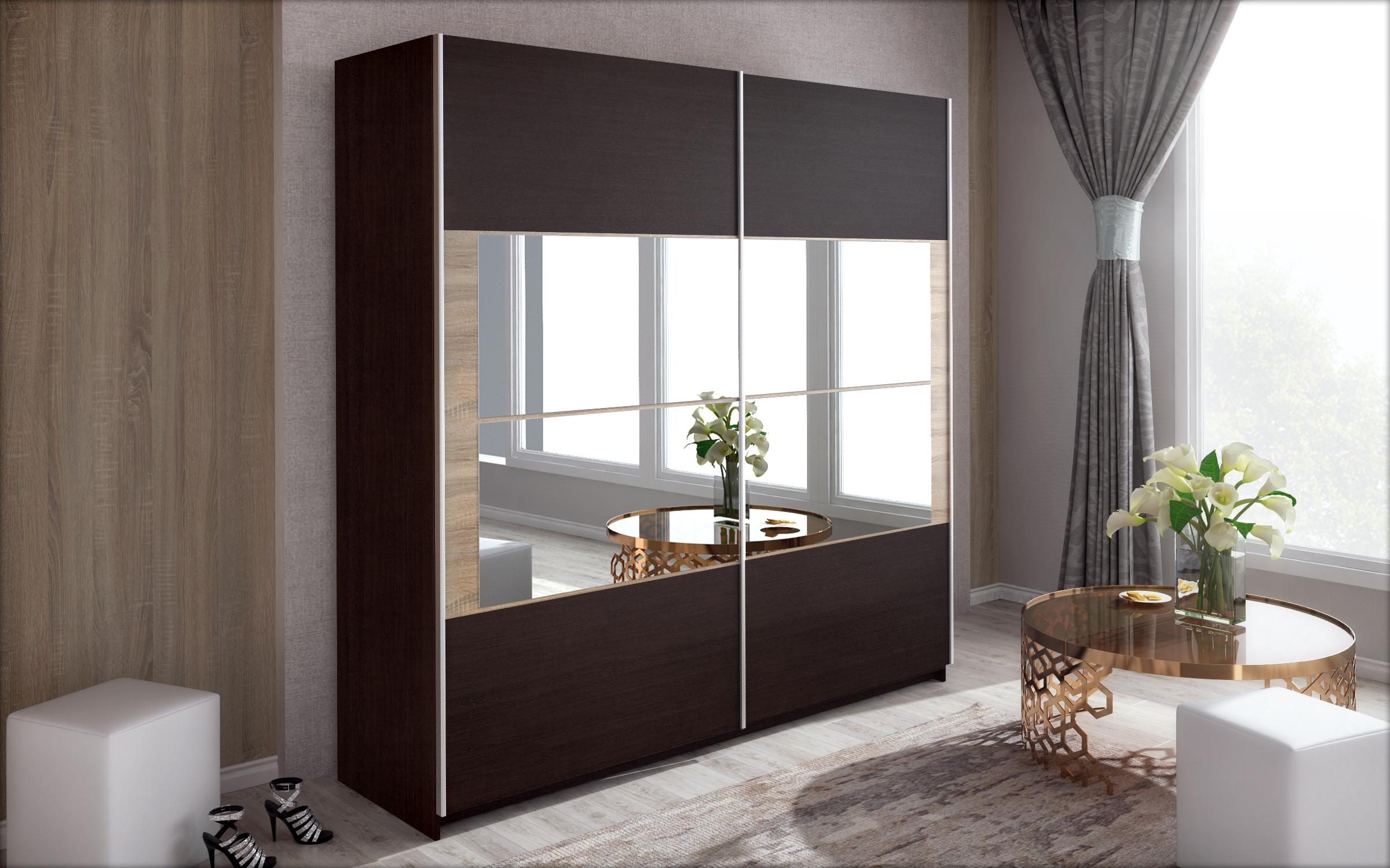 Dulap cu usi glisante Falcon II, wenge + stejar sonoma  1