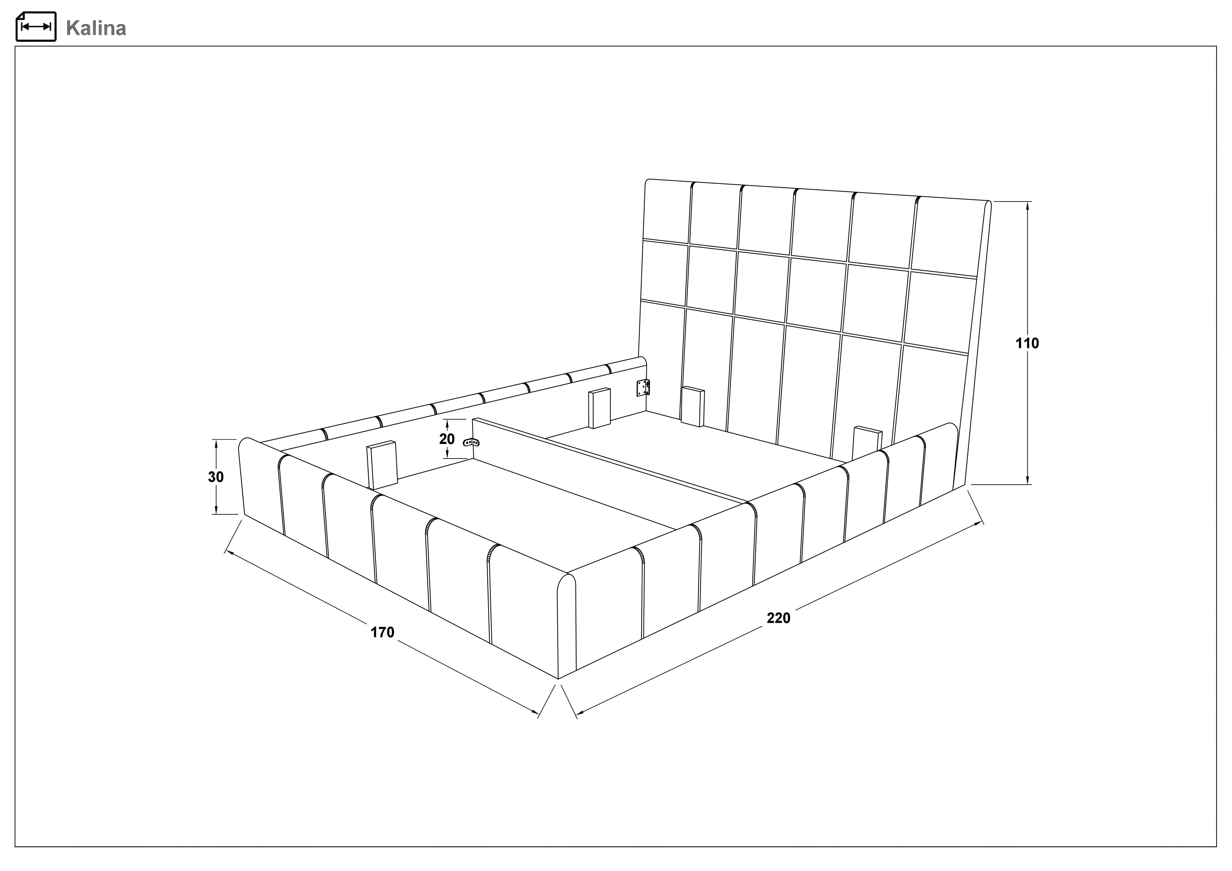 Кожаная двуспальная кровать 160/200 Калина, венге  2