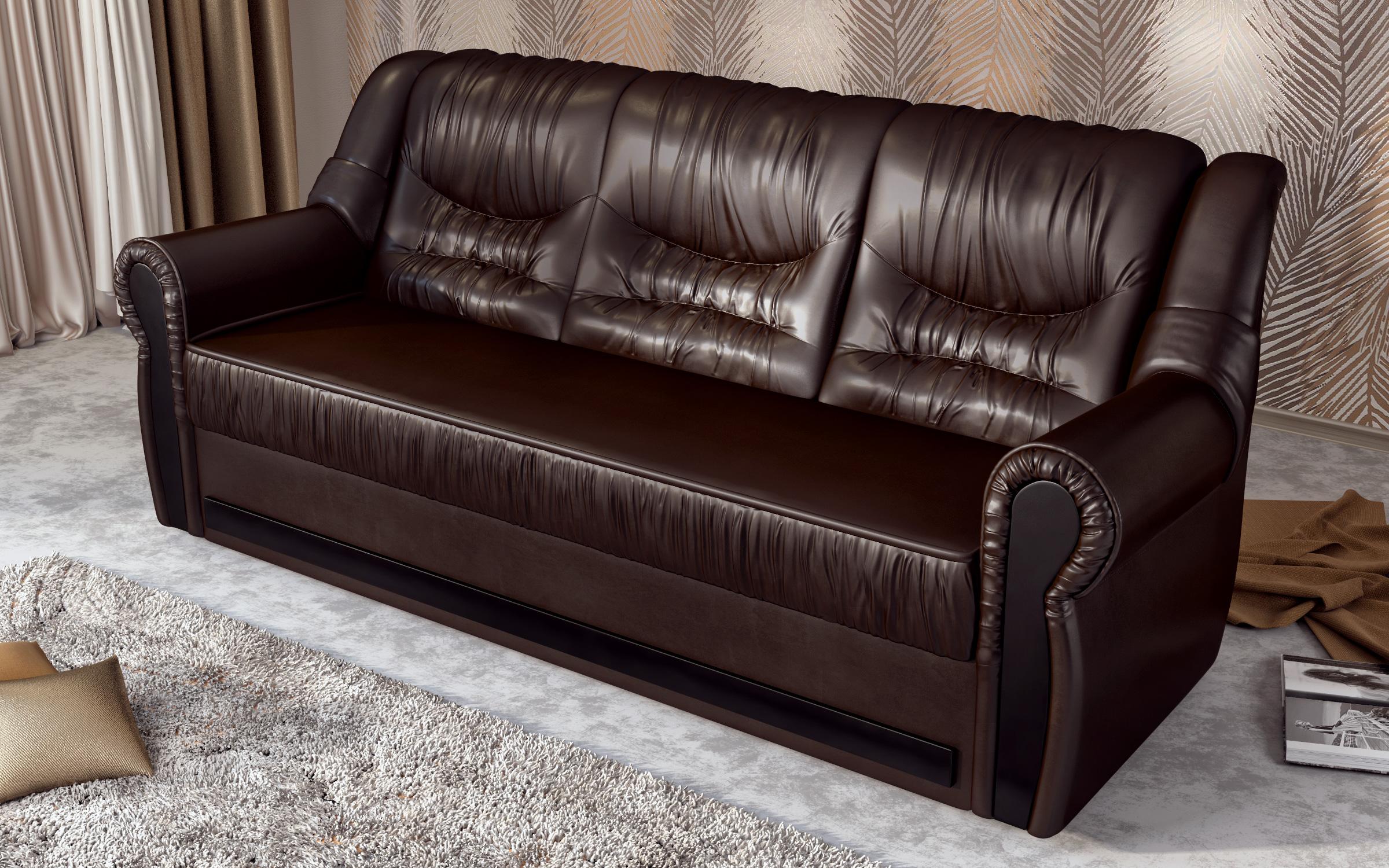 Canapea extensibila  Imperial + mecanism pentru pat, piele wenge  7